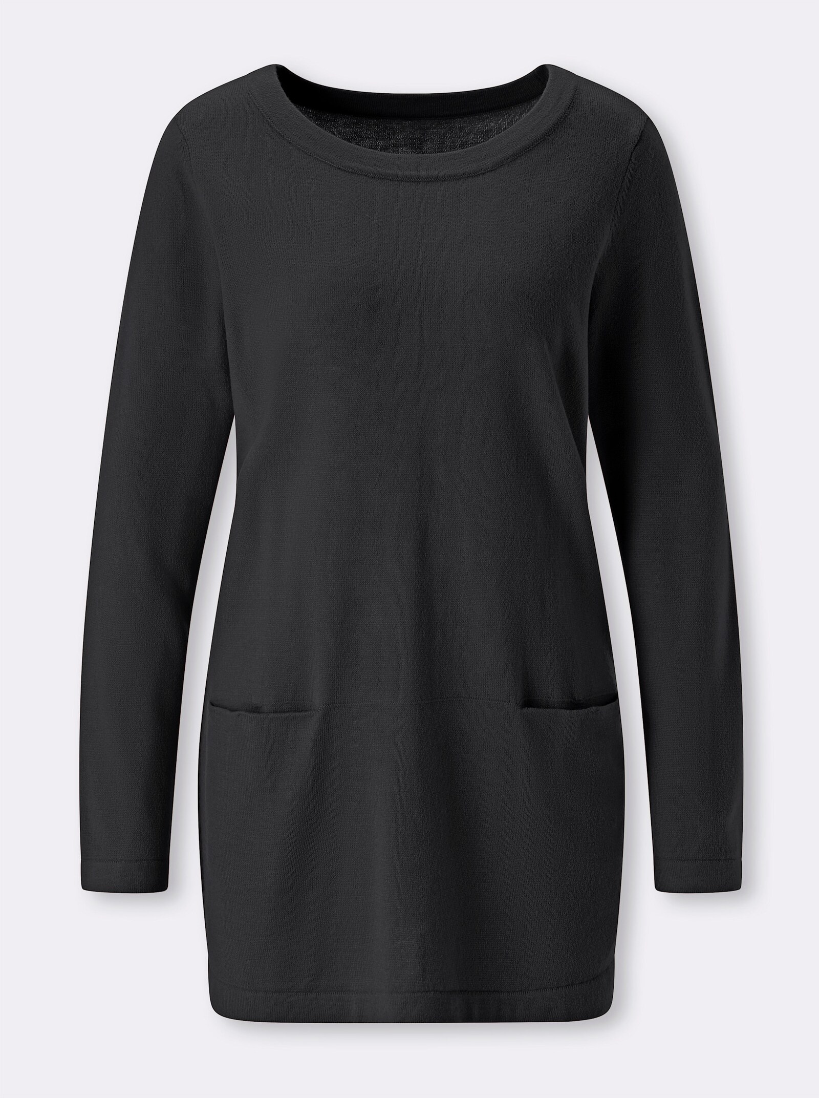 Longpullover in leichter A-Form - schwarz