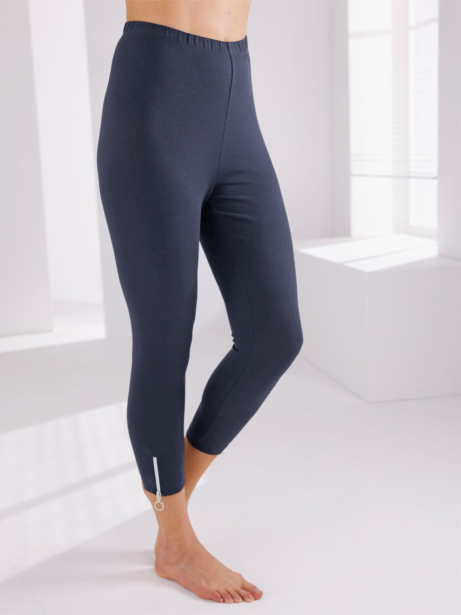 feel good Leggings 3/4-lang - schwarz + marine