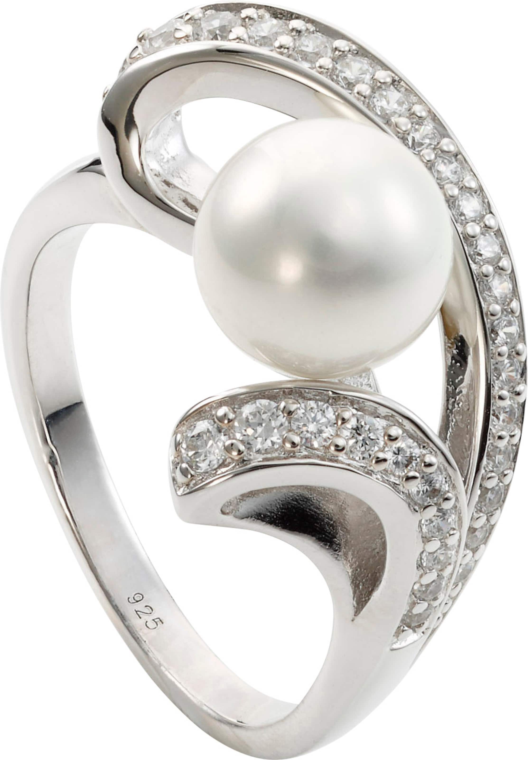 Ring günstig Kaufen-Ring in Silber 925 von heine. Ring in Silber 925 von heine <![CDATA[Die Krönung dieses mit unzähligen Zirkonia besetzten Rings ist die edle Muschelkernperle (Ø ca. 8 mm). Aus 925er Silber, rhodiniert.]]>. 
