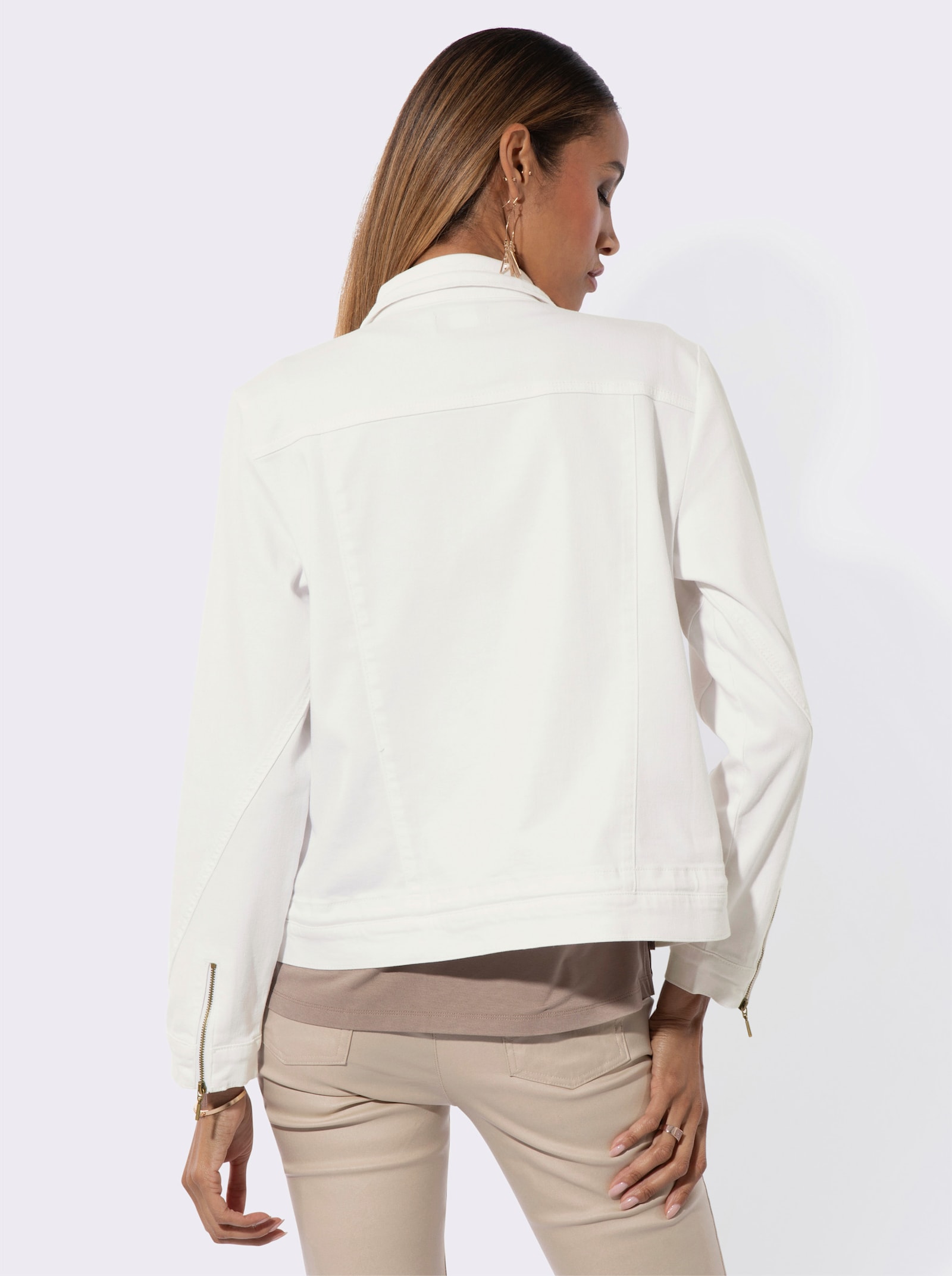 Jeansjacke mit weitenregulierbarem Saum - ecru