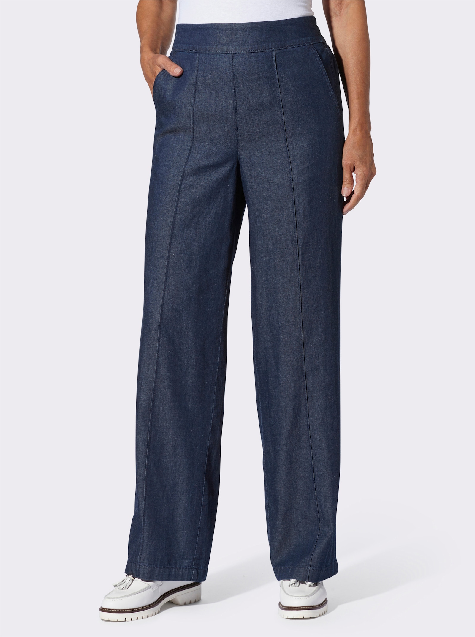 High waist jeans met wijde pijpen - dark-blue