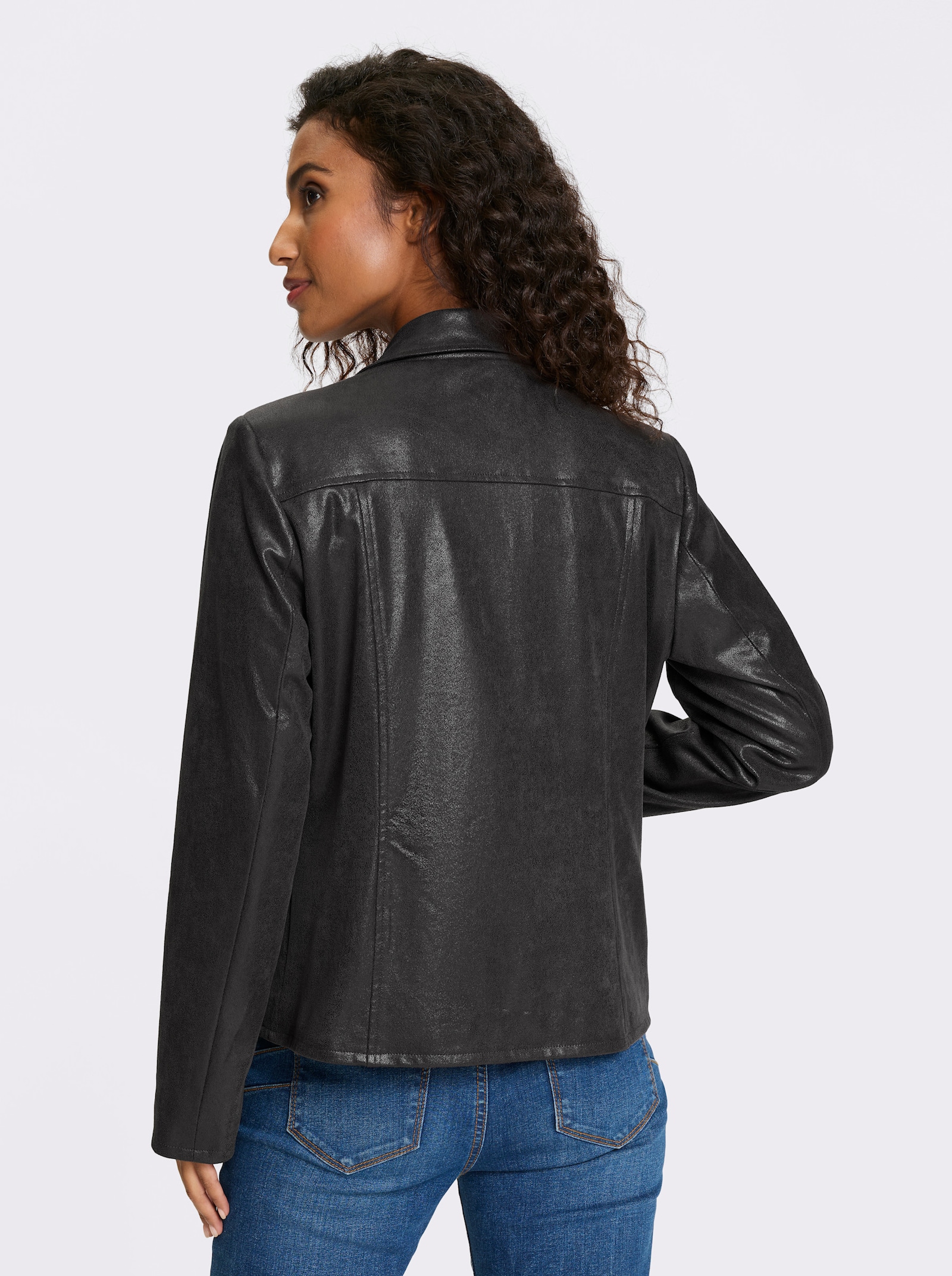 heine Lederimitatjacke im Biker-Stil - graphit