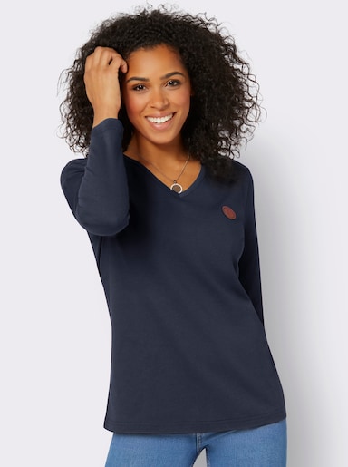 Langarmshirt mit V-Ausschnitt - marine