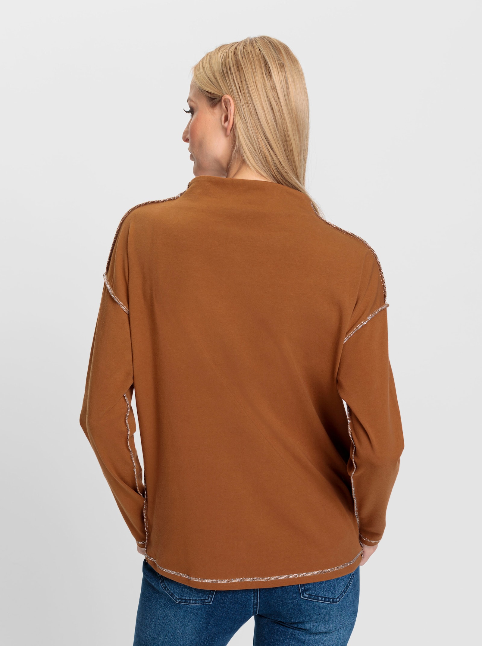 heine Langarmshirt mit Glanz-Details - cognac-bedruckt