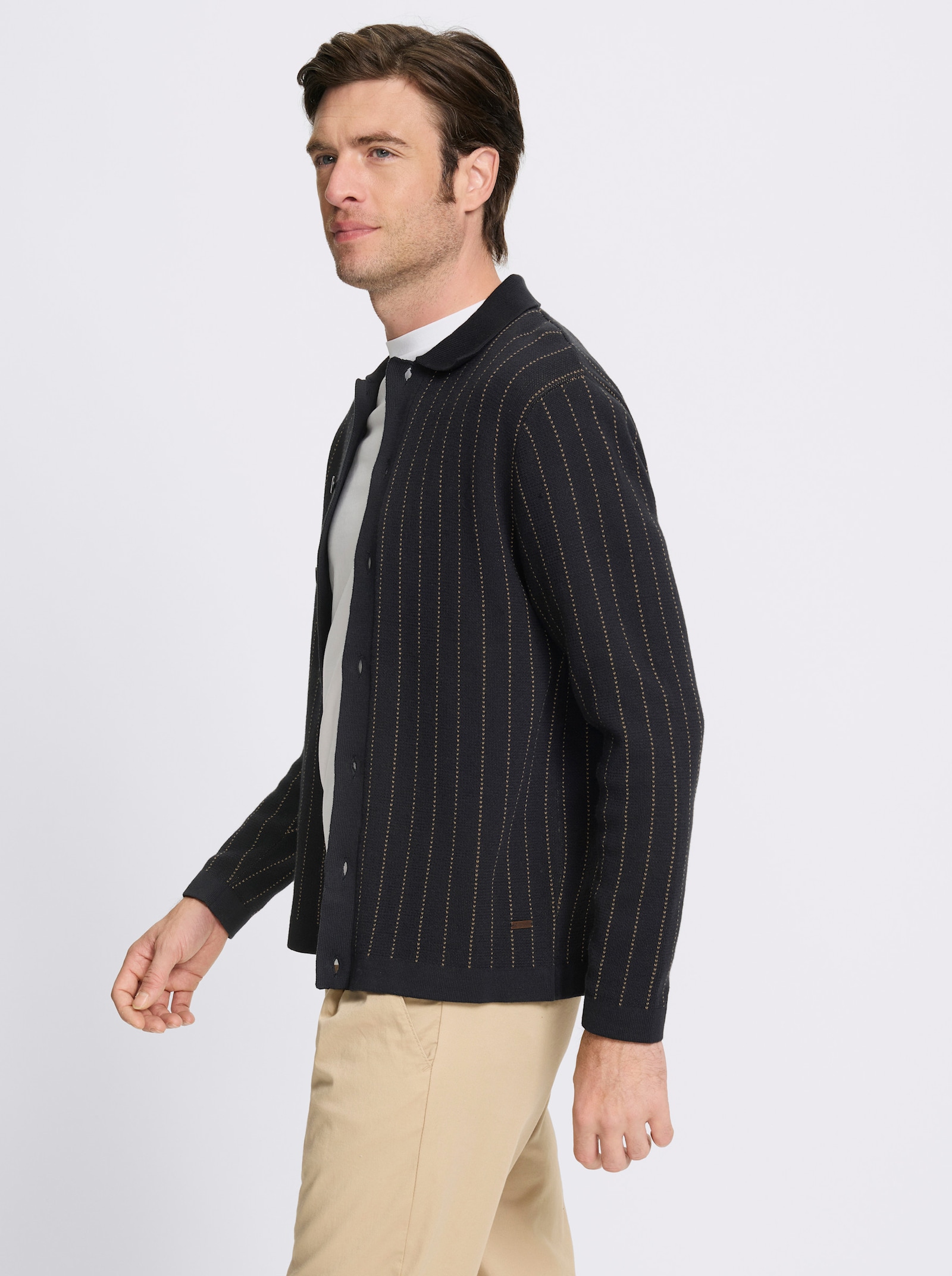 Marco Donati Strickjacke mit Jacquard-Muster, Baumwolle - schwarz