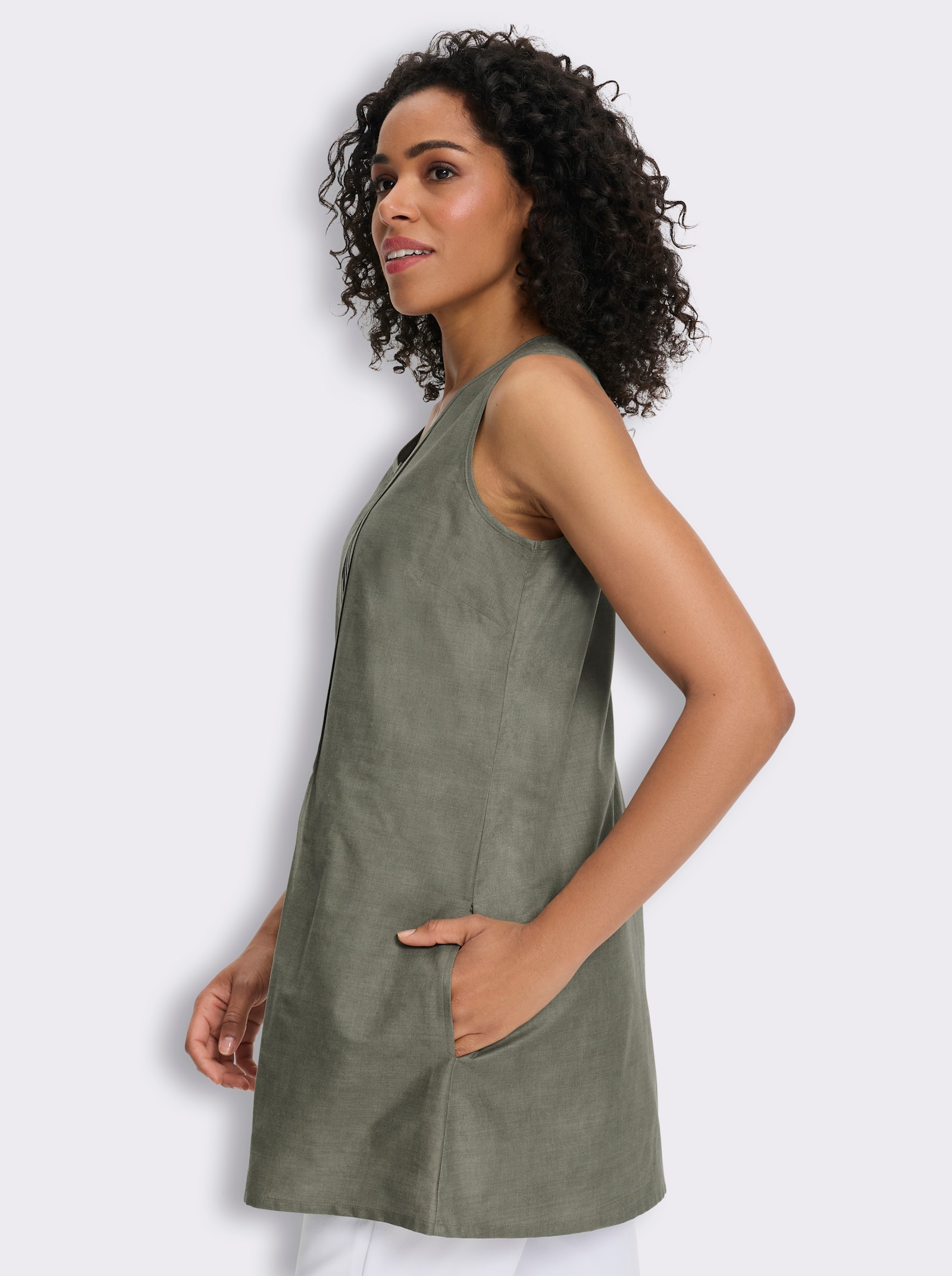  Longtop in leicht ausgestellter A-Form - khaki