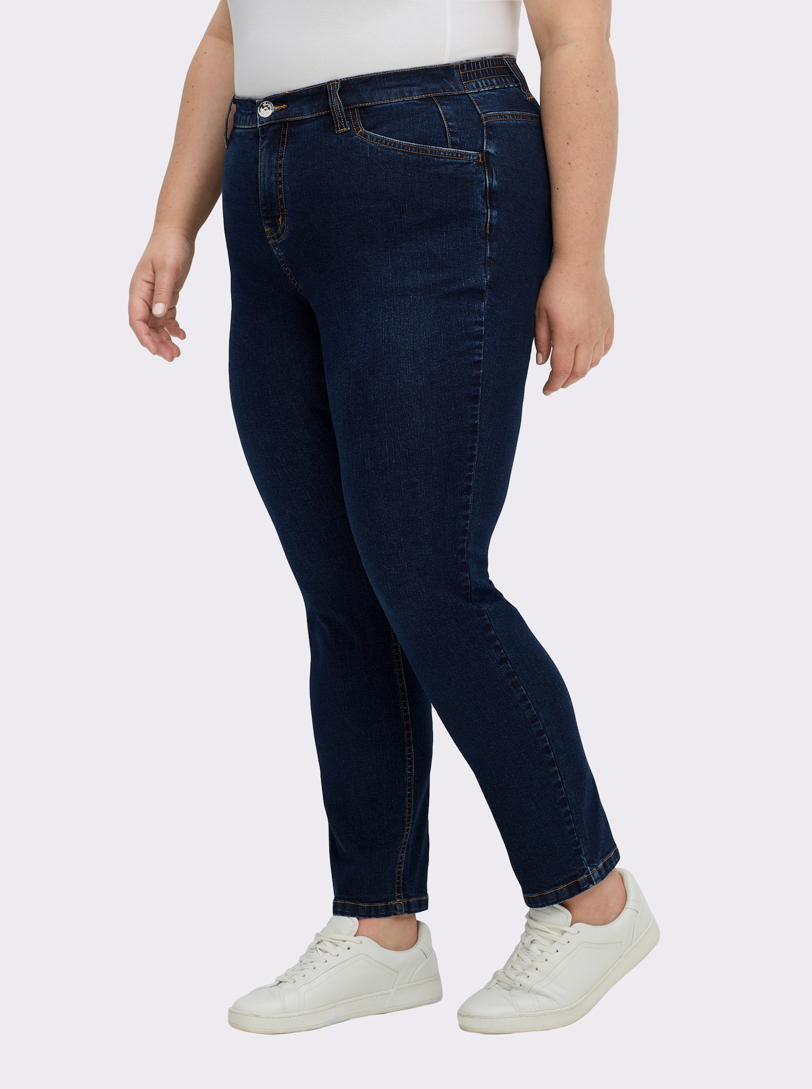 sheego Jeans schmal, mit bequemem Oberschenkel - dark blue