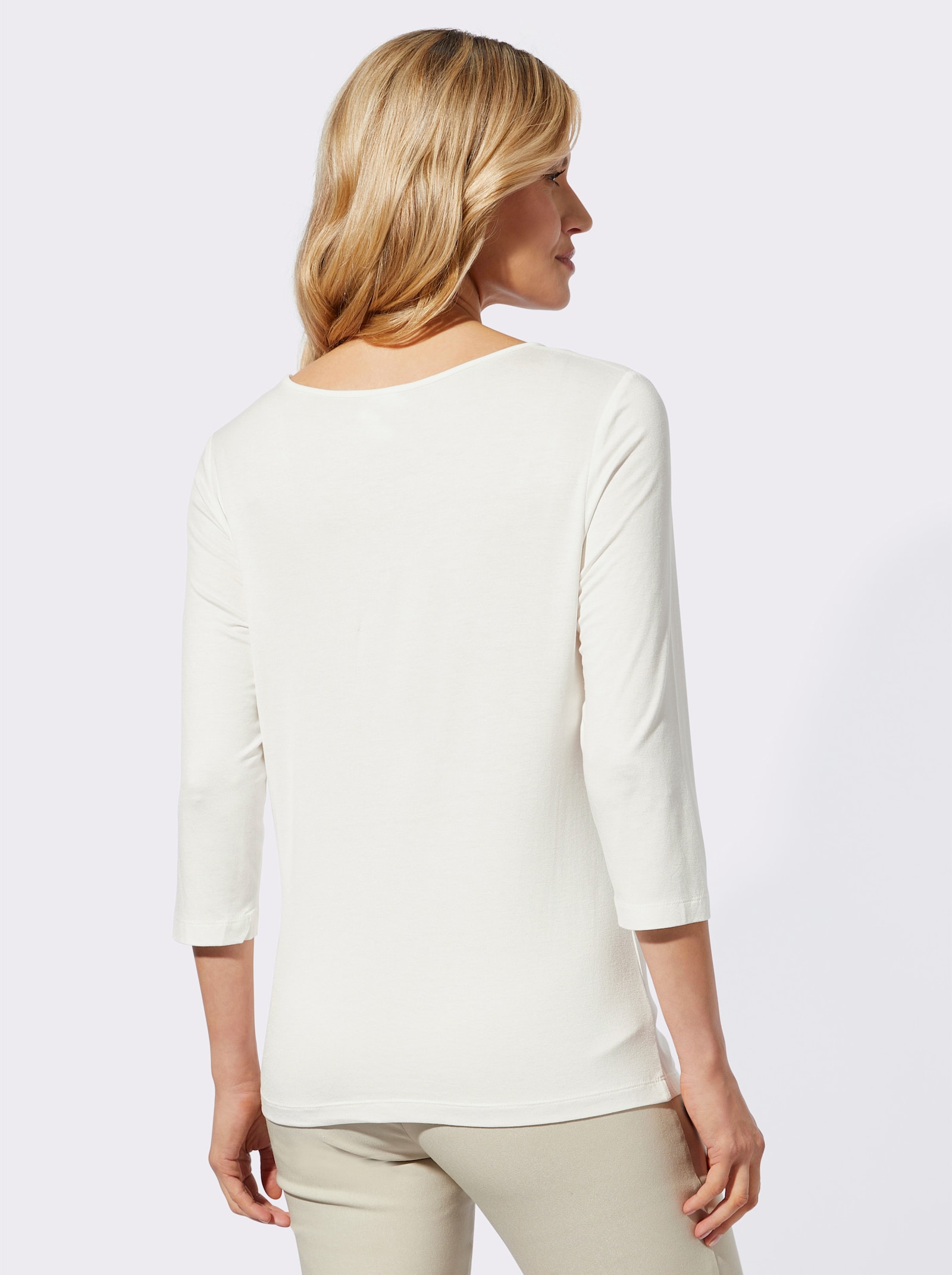 3/4-Arm-Shirt mit Raffung im Vorderteil - ecru