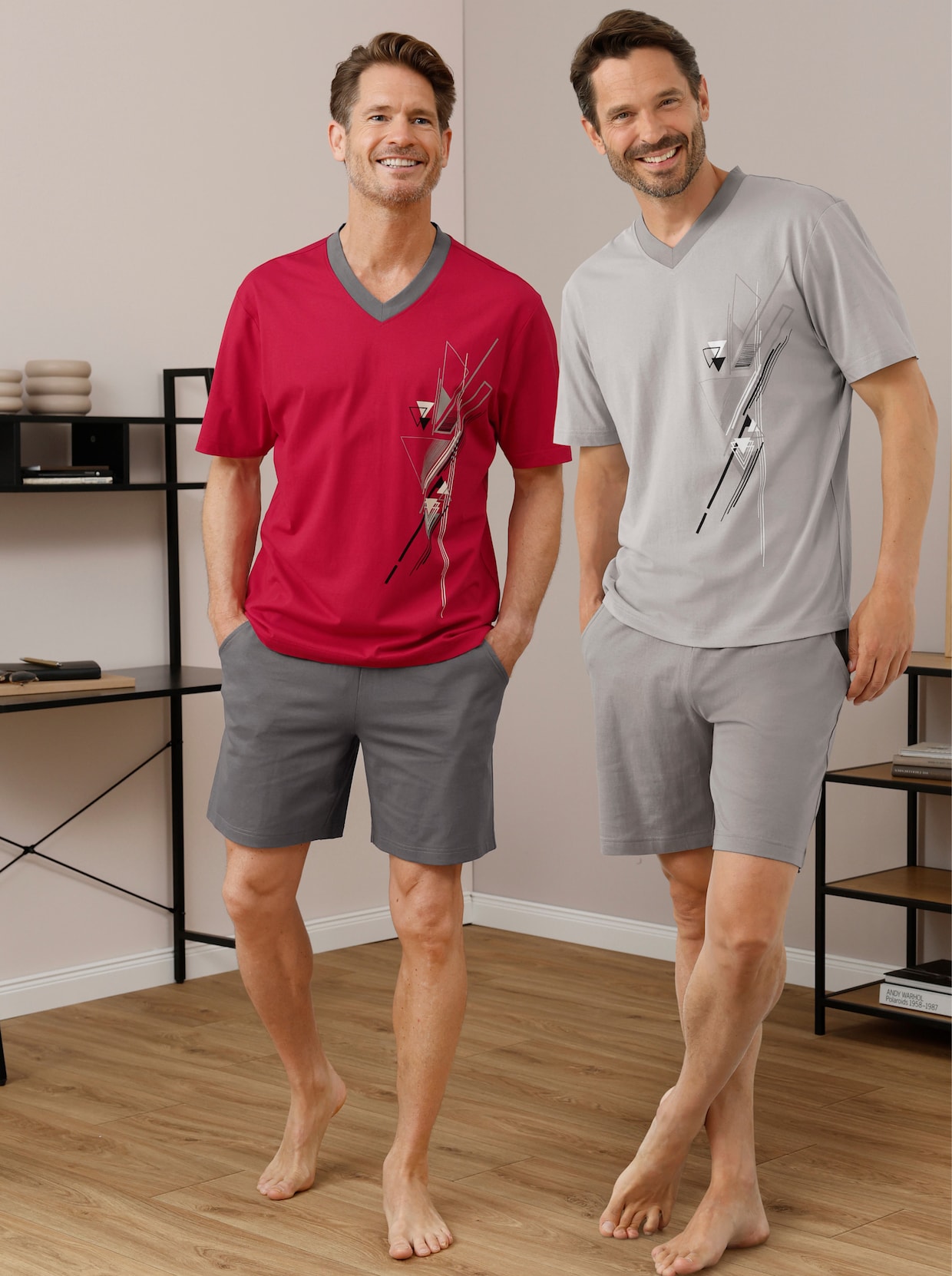 wäschepur men Shortys - rot + grau