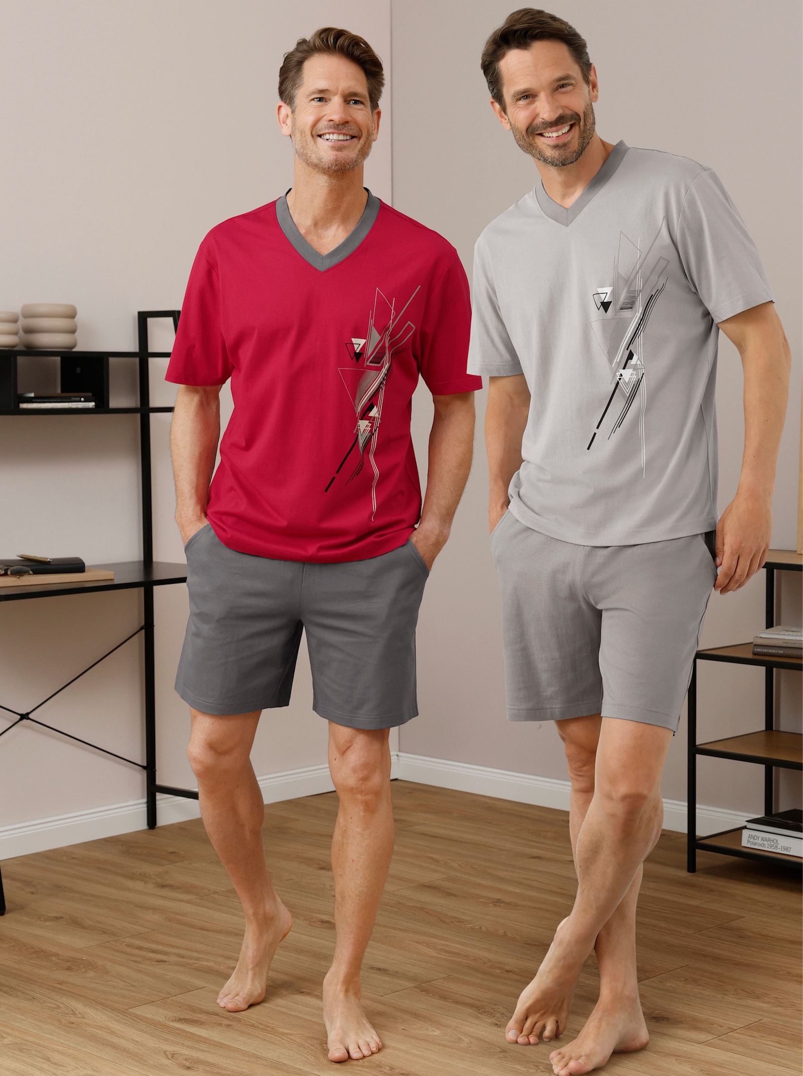 wäschepur men Shortys - rot + grau