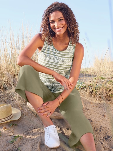 Shirttop - khaki-ecru-bedruckt