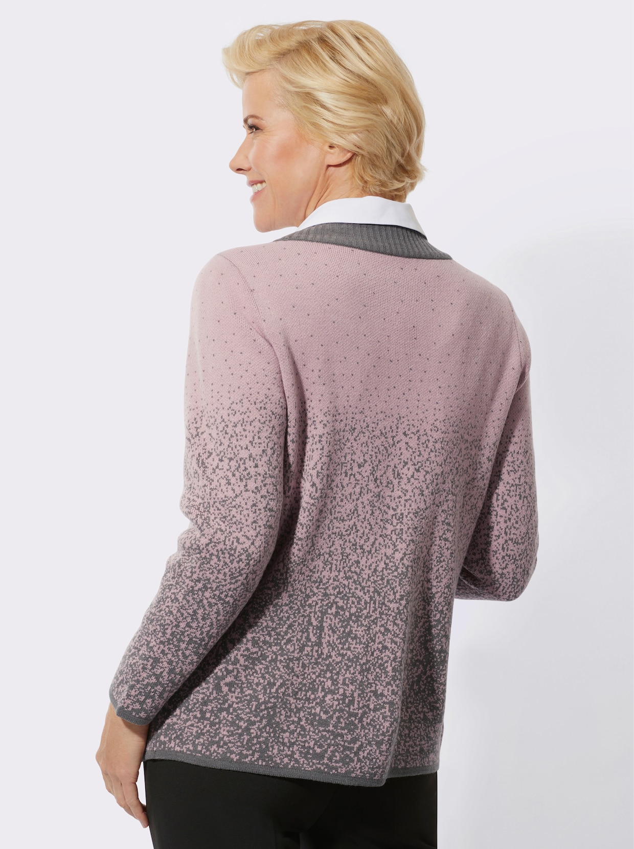 Vest - mauve/antraciet gedessineerd