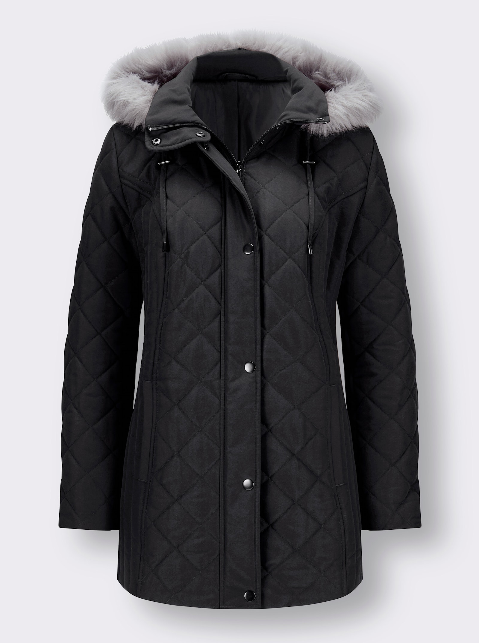 Steppjacke mit abnehmbarer Kapuze - schwarz