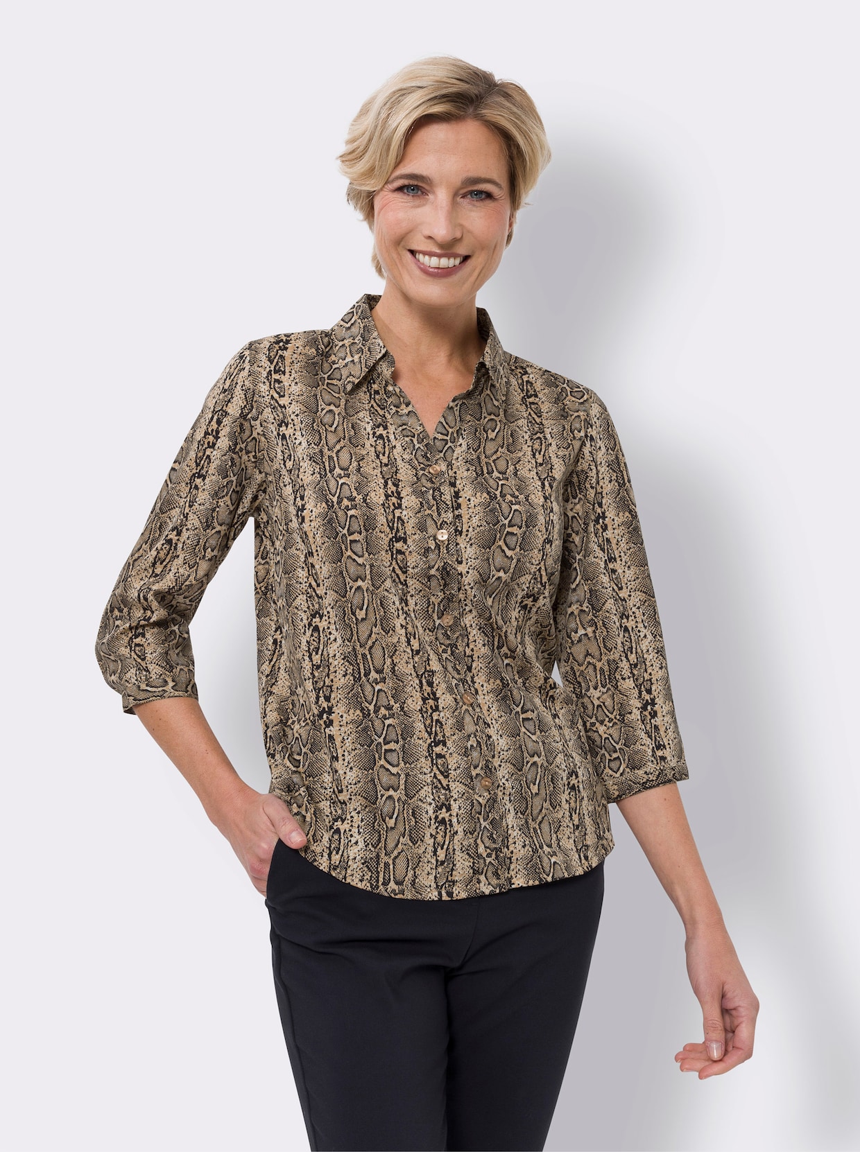 Blouse met print - camel/zand bedrukt