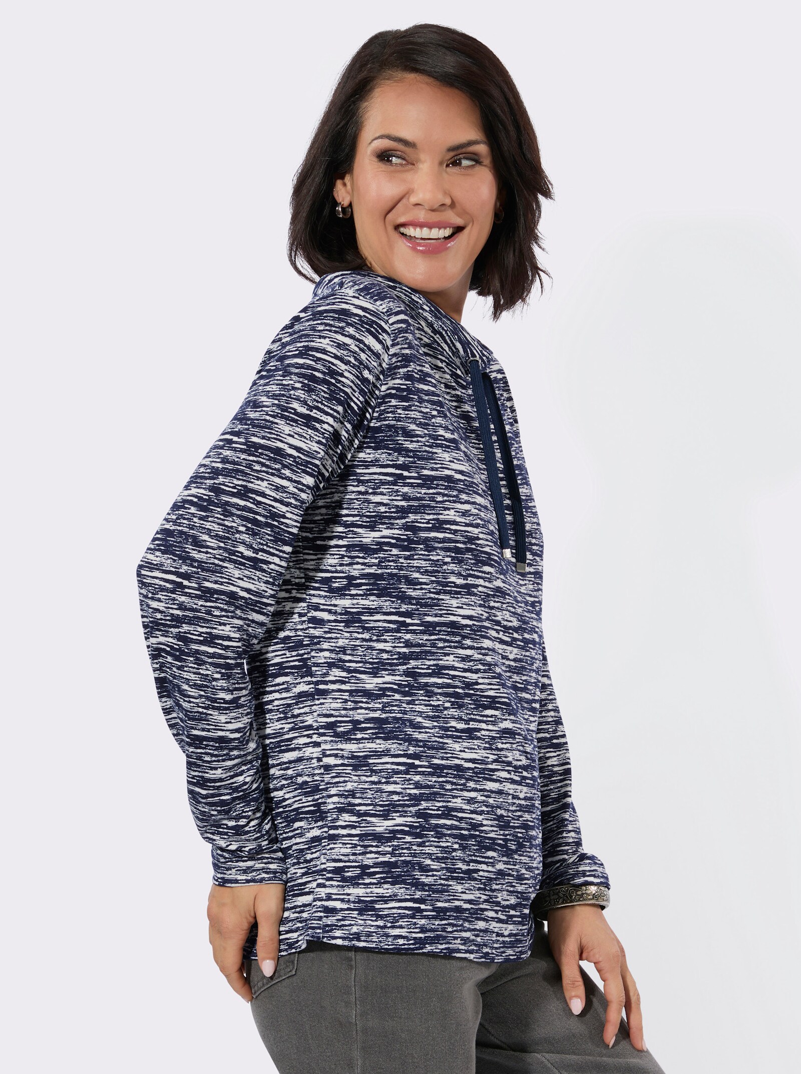 Winter-Shirt - marine-bedruckt