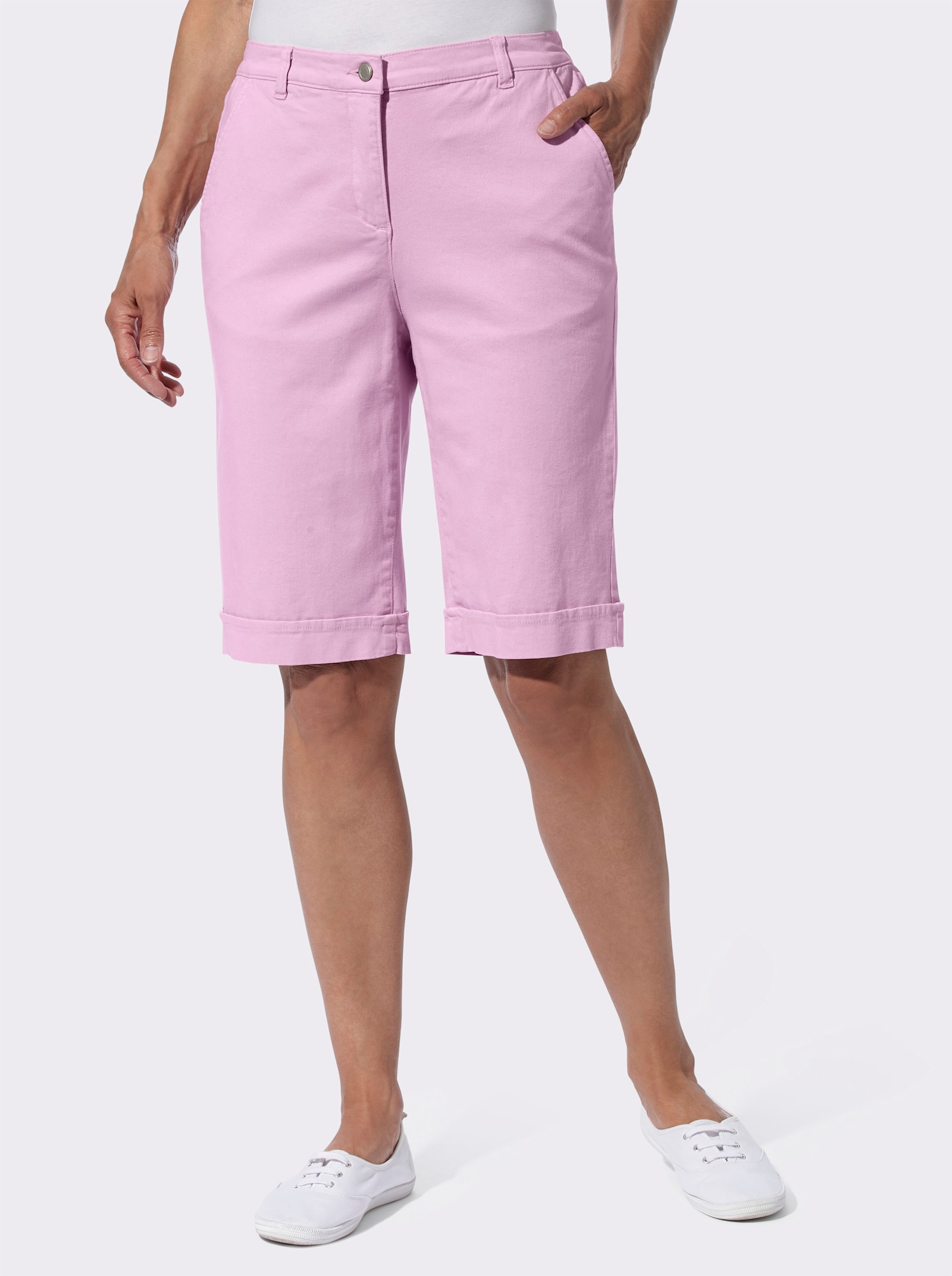 Jeansbermudas mit Dehnbund hinten - rosé