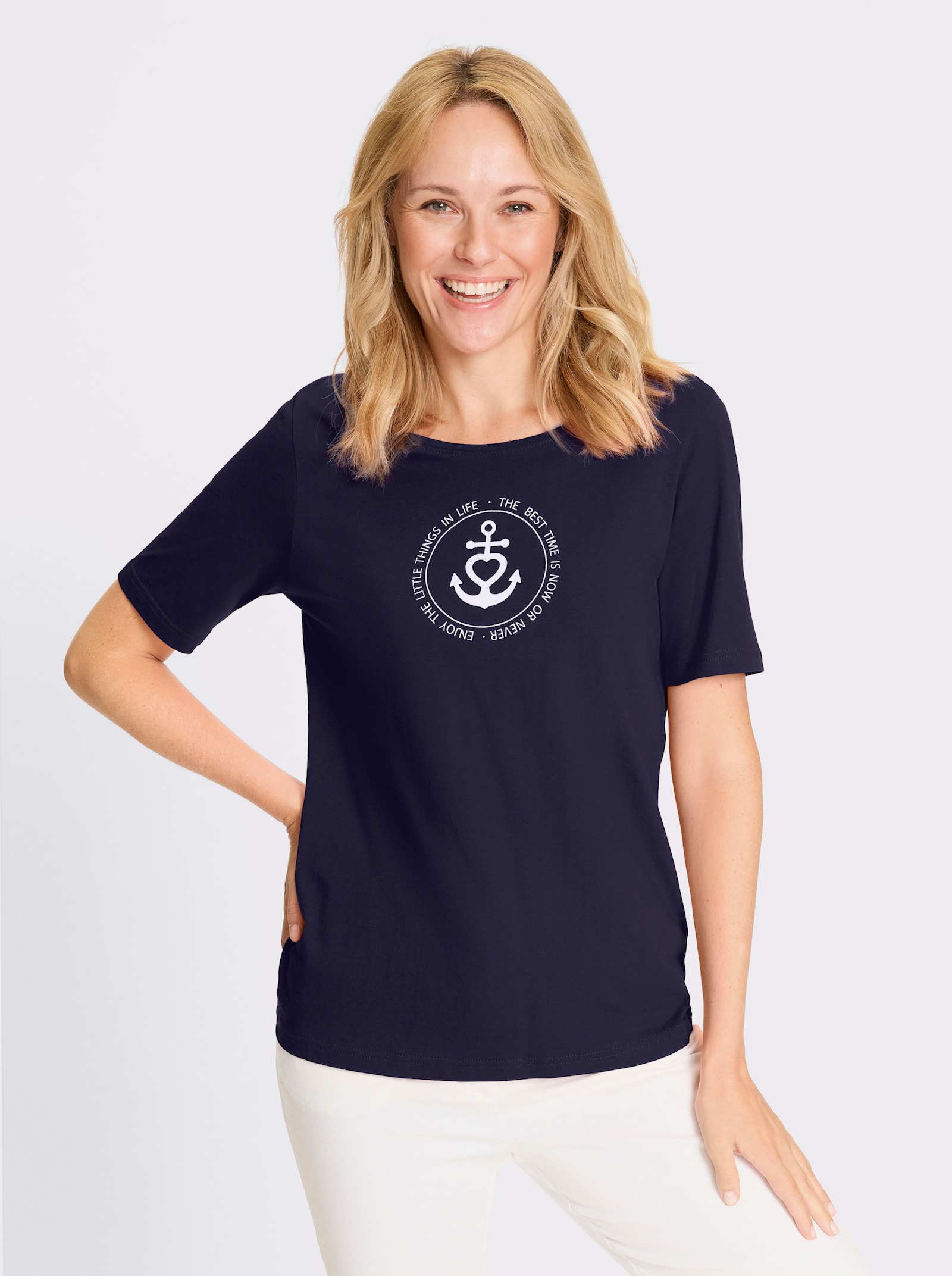 Kurzarmshirt im Marine-Look - marine