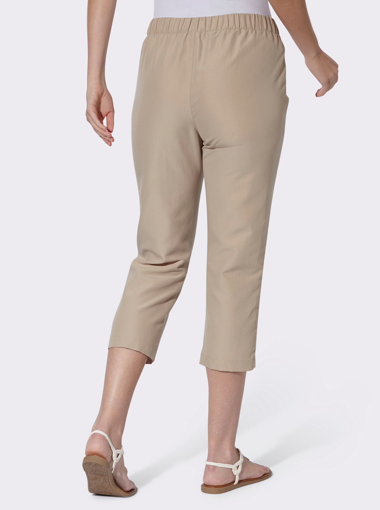 3/4-Hose in Microfaser-Qualität, bestickt - beige