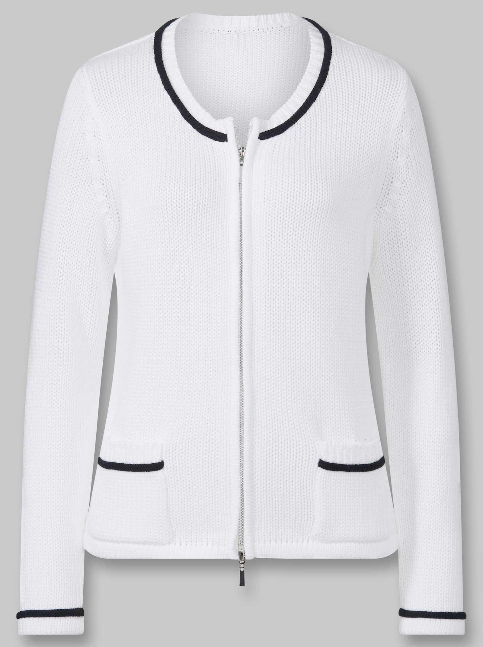heine Strickjacke mit Kontrast-Details - weiß