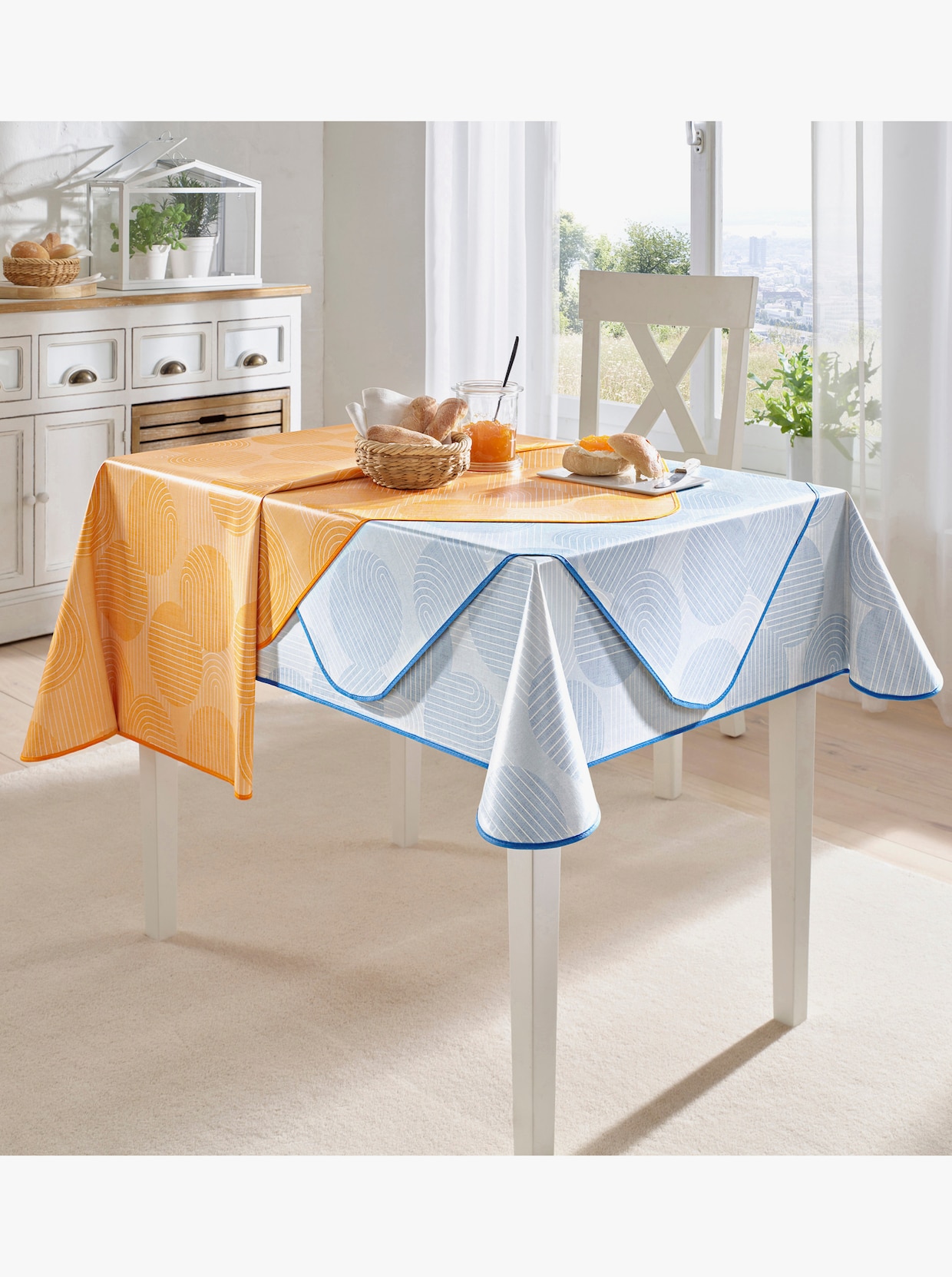 Tischdecke - bleu-weiß-bedruckt