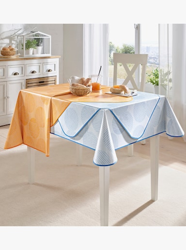 Tischdecke - gelb-weiß-bedruckt