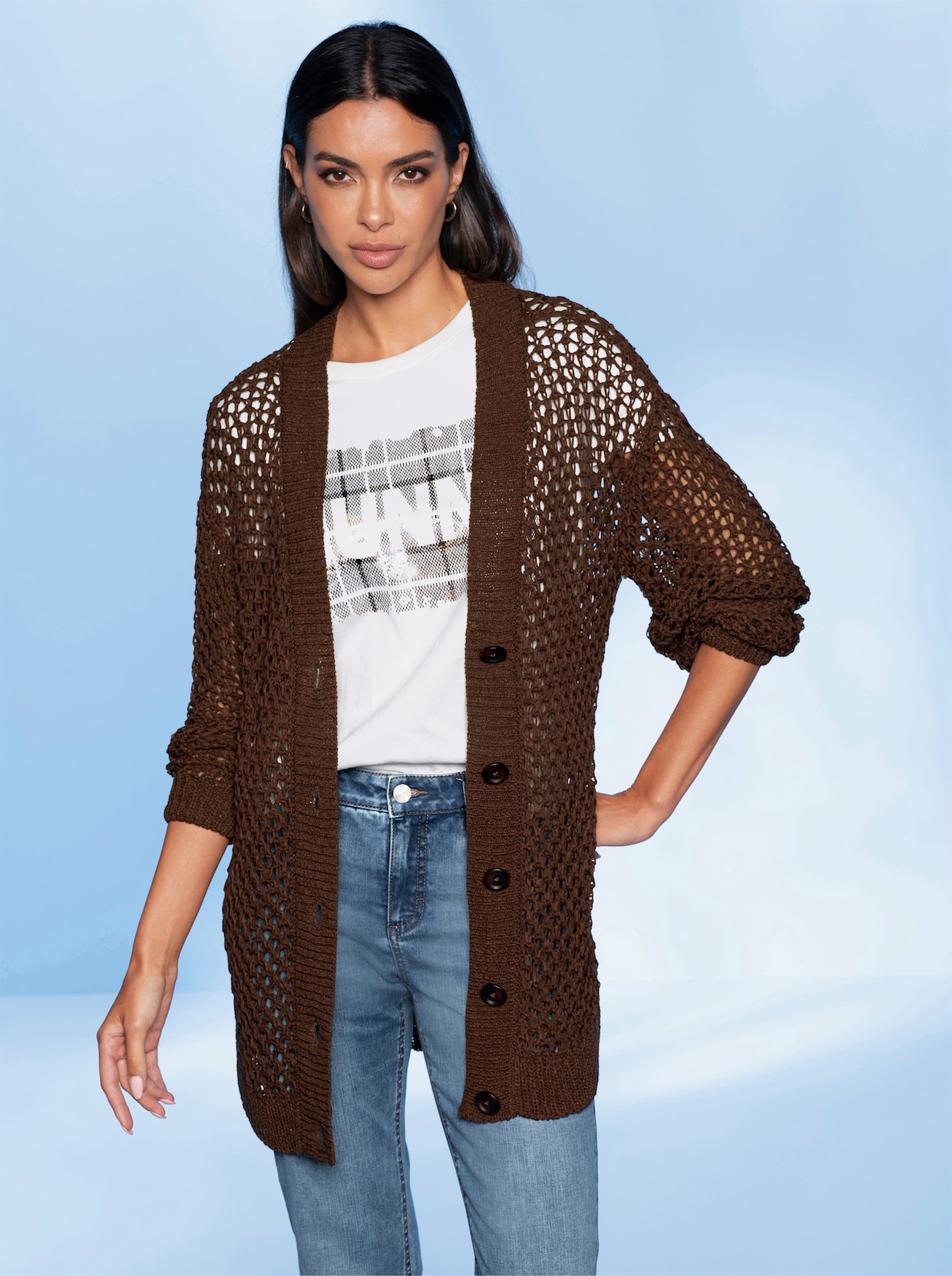 heine veste en tricot - chocolat