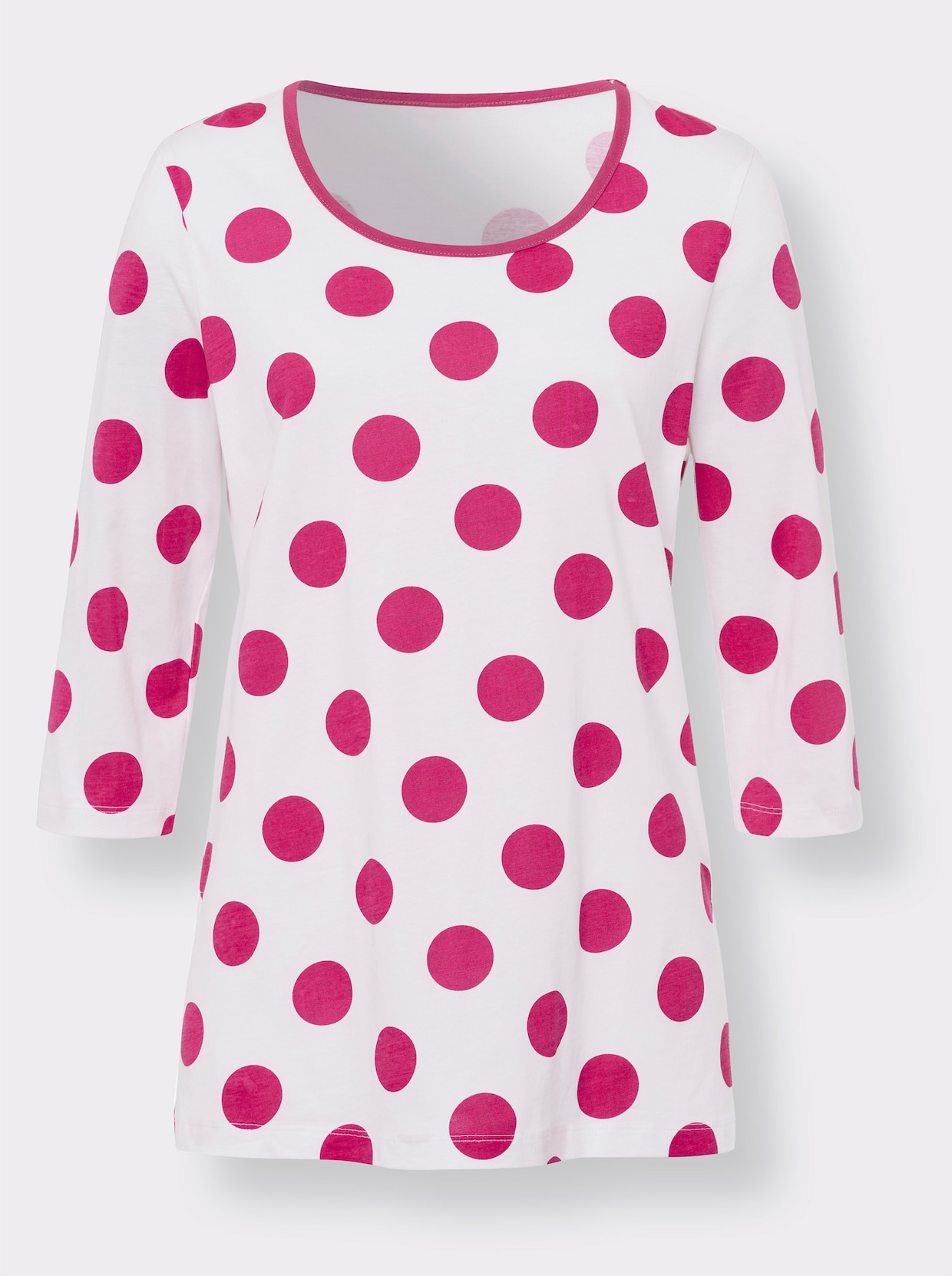 Dlhé tričko - Ecru zafarbeniu krému-fuchsia-vytlačiť