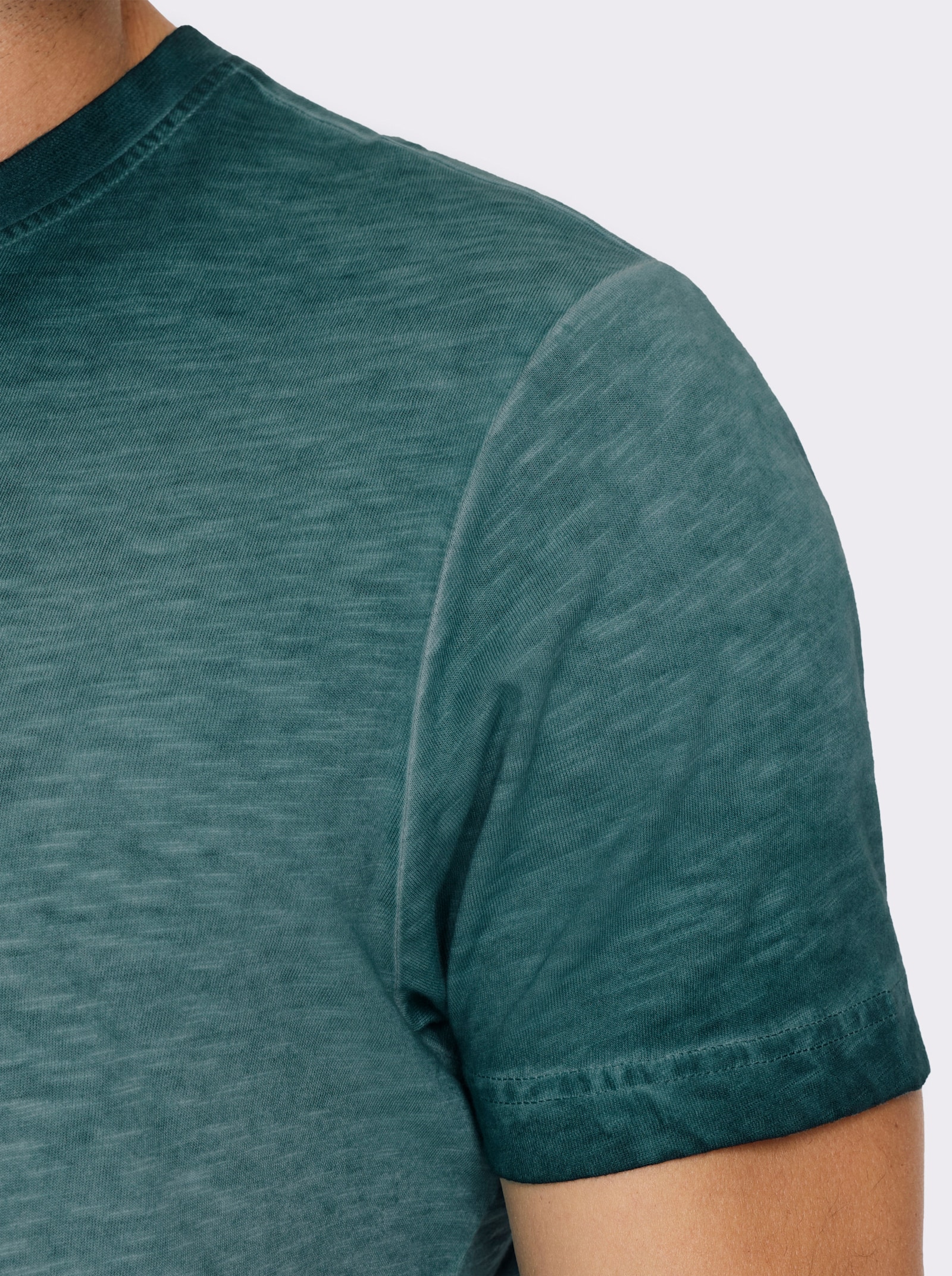 Kurzarmshirt aus reiner Baumwolle - petrol