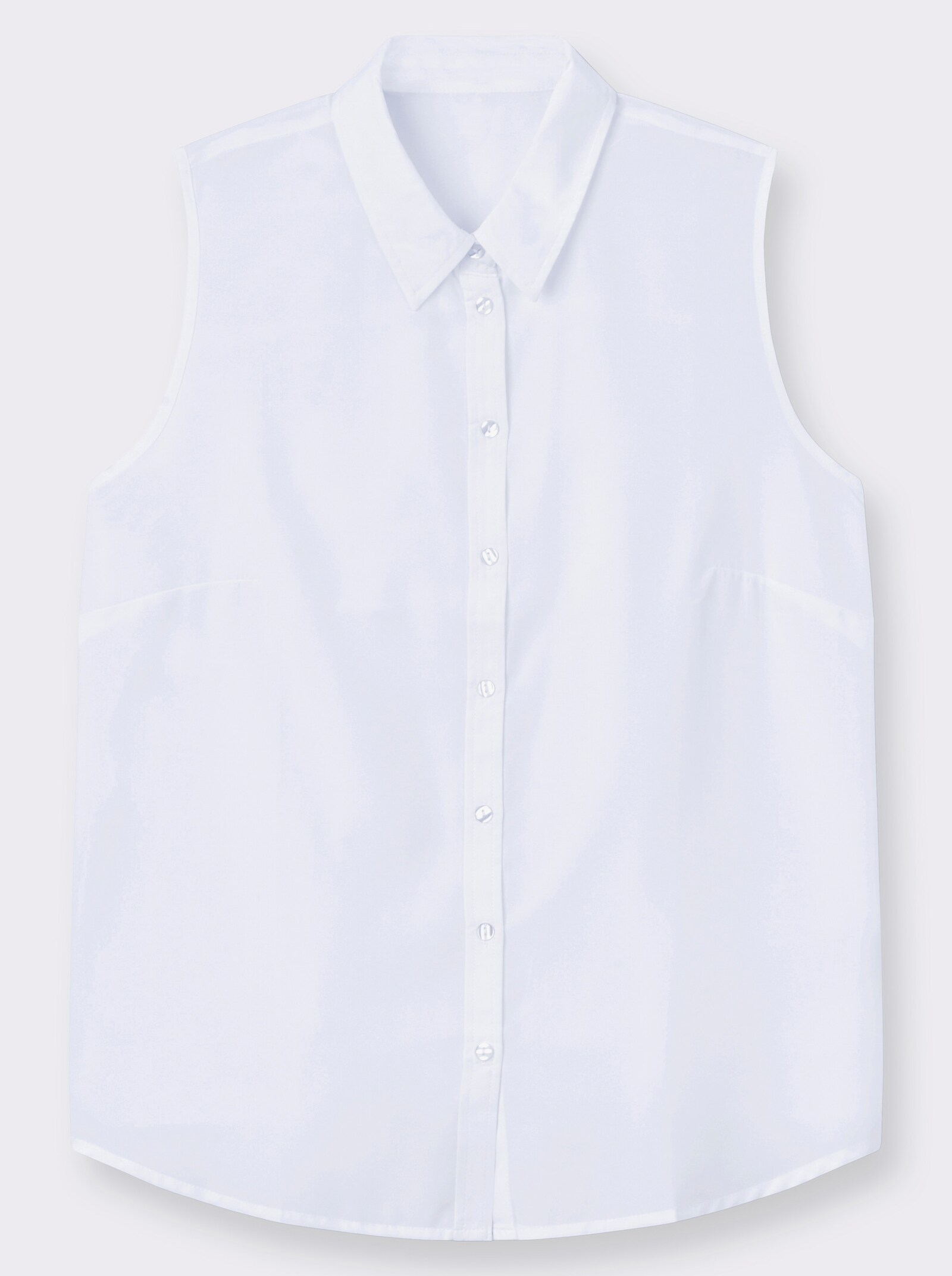 Ärmellose Bluse mit Hemdkragen - weiß