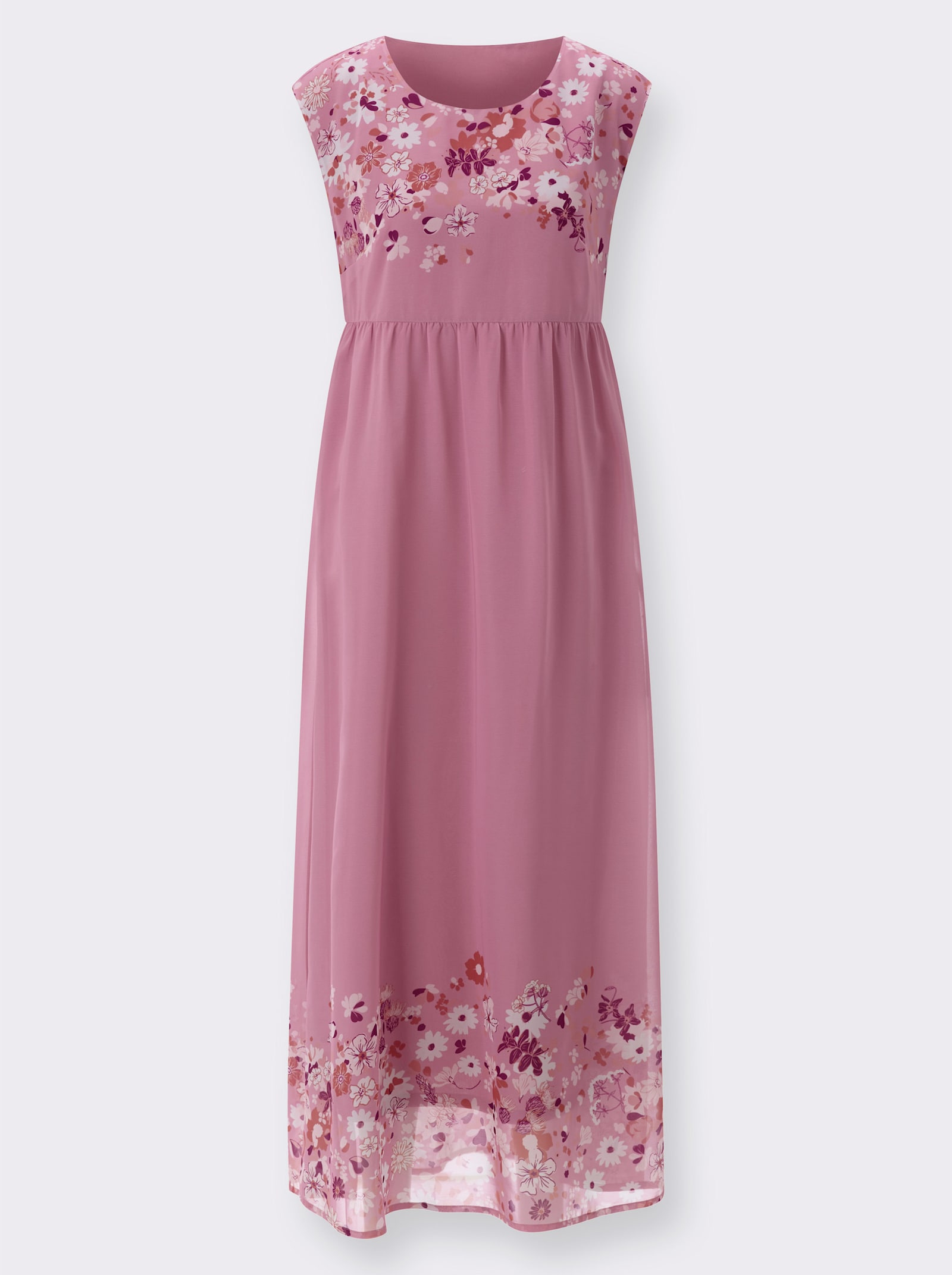 Sommerkleid mit Floraldruck - altrosa-flamingo-bedruckt