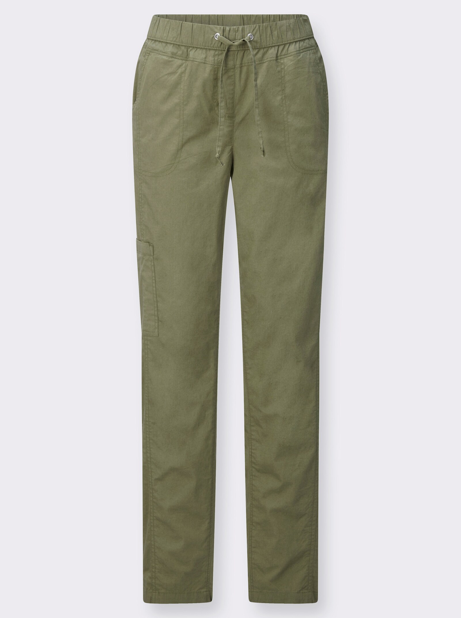 Schlupfhose mit aufgesetzter Tasche am Bein - khaki