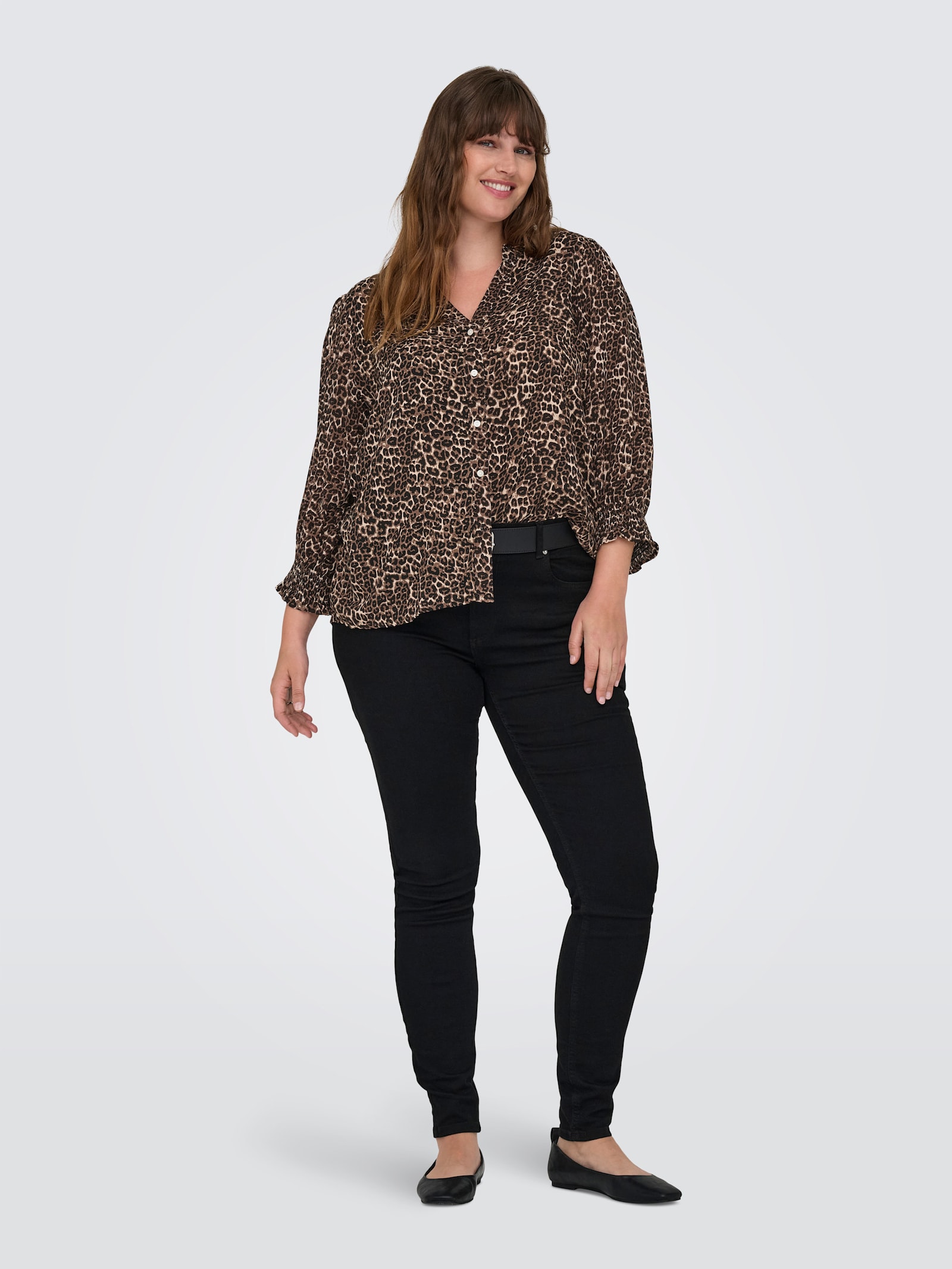 ONLY CARMAKOMA Druckbluse - silver mink aop:animal