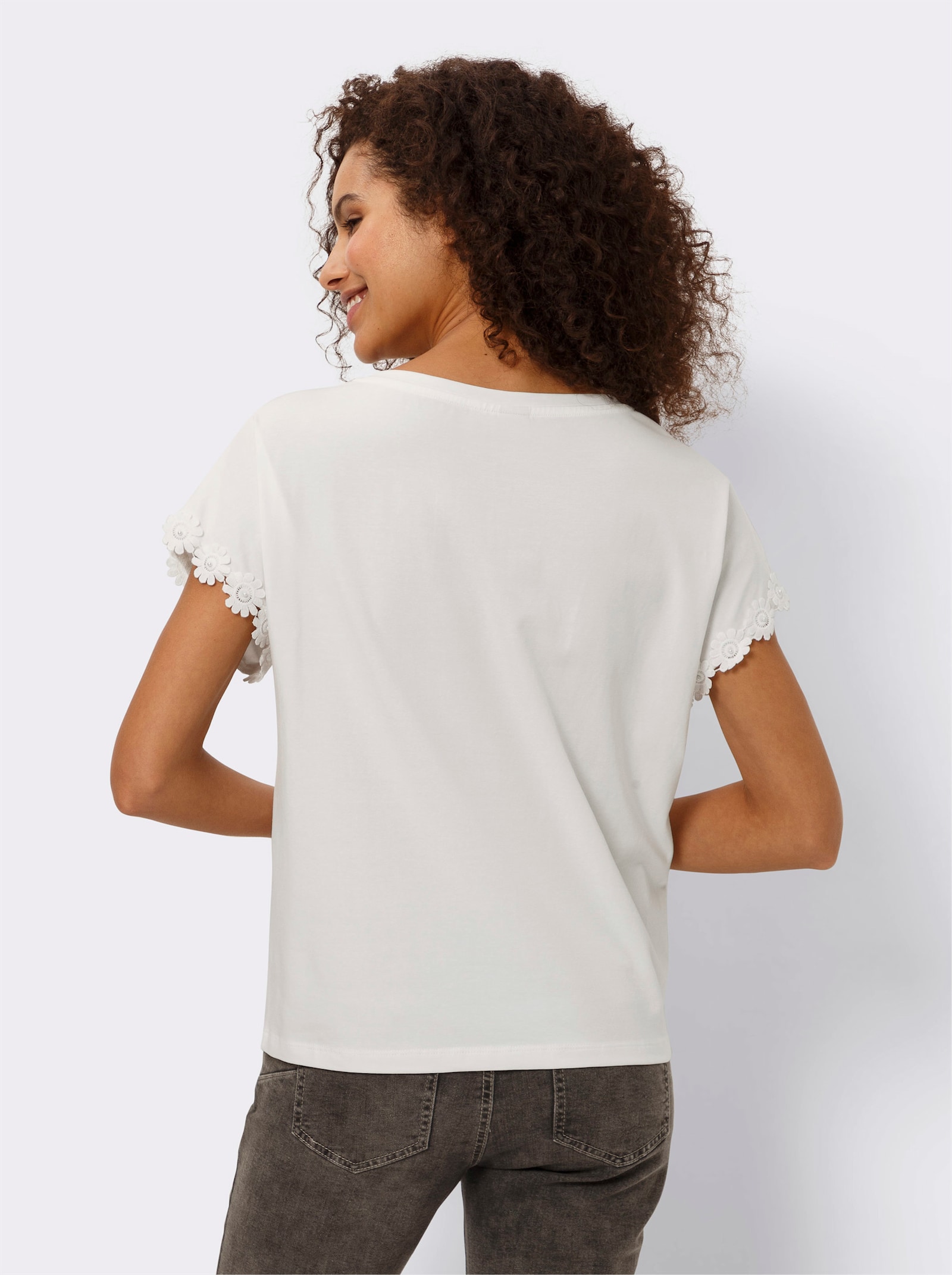 heine Rundhalsshirt mit Zierperlen - ecru