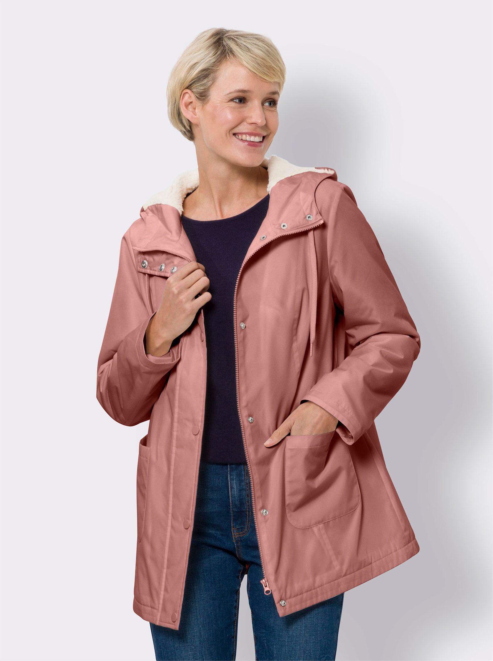 Jacke mit Teddy-Fleece-Futter - rosenholz