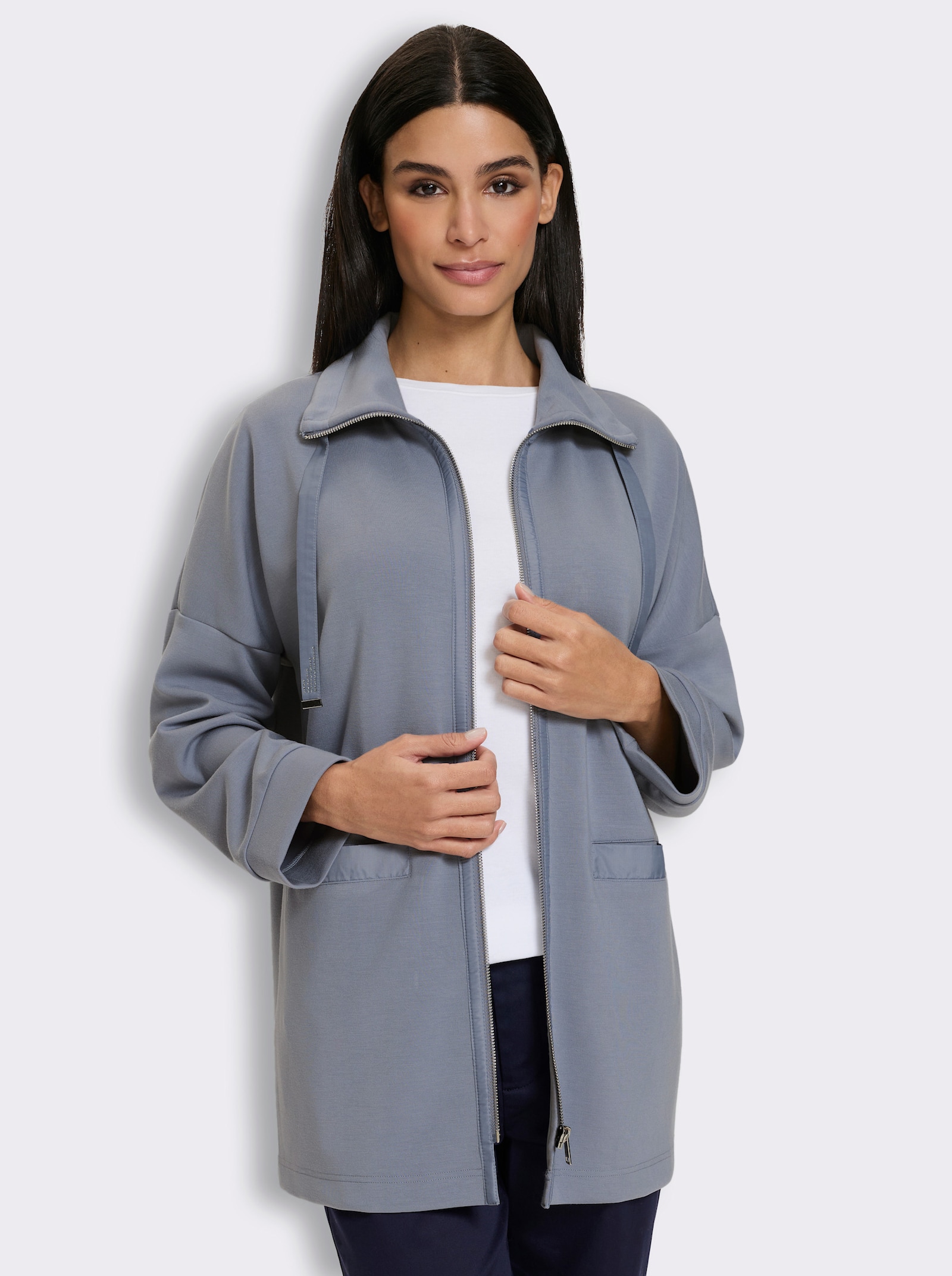 heine Shirtjacke mit Stehkragen - taubenblau