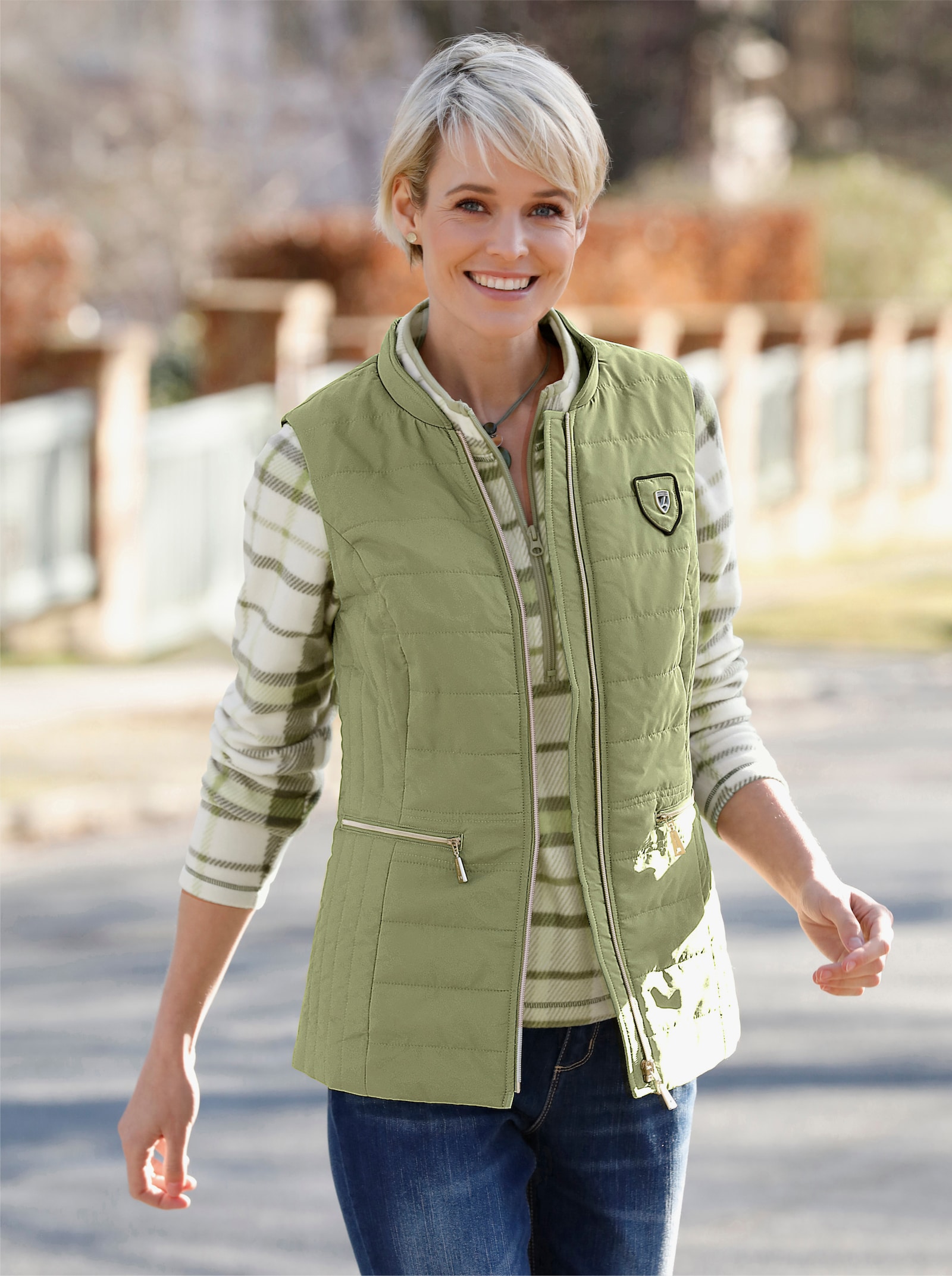 Steppweste mit Reißverschluss-Taschen - schilf