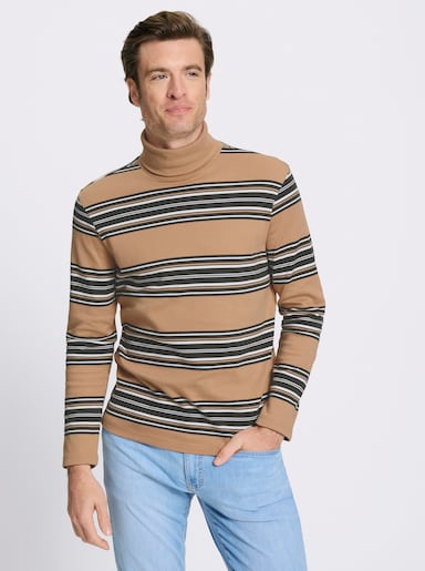 Catamaran Rollkragenshirt - camel-gestreift
