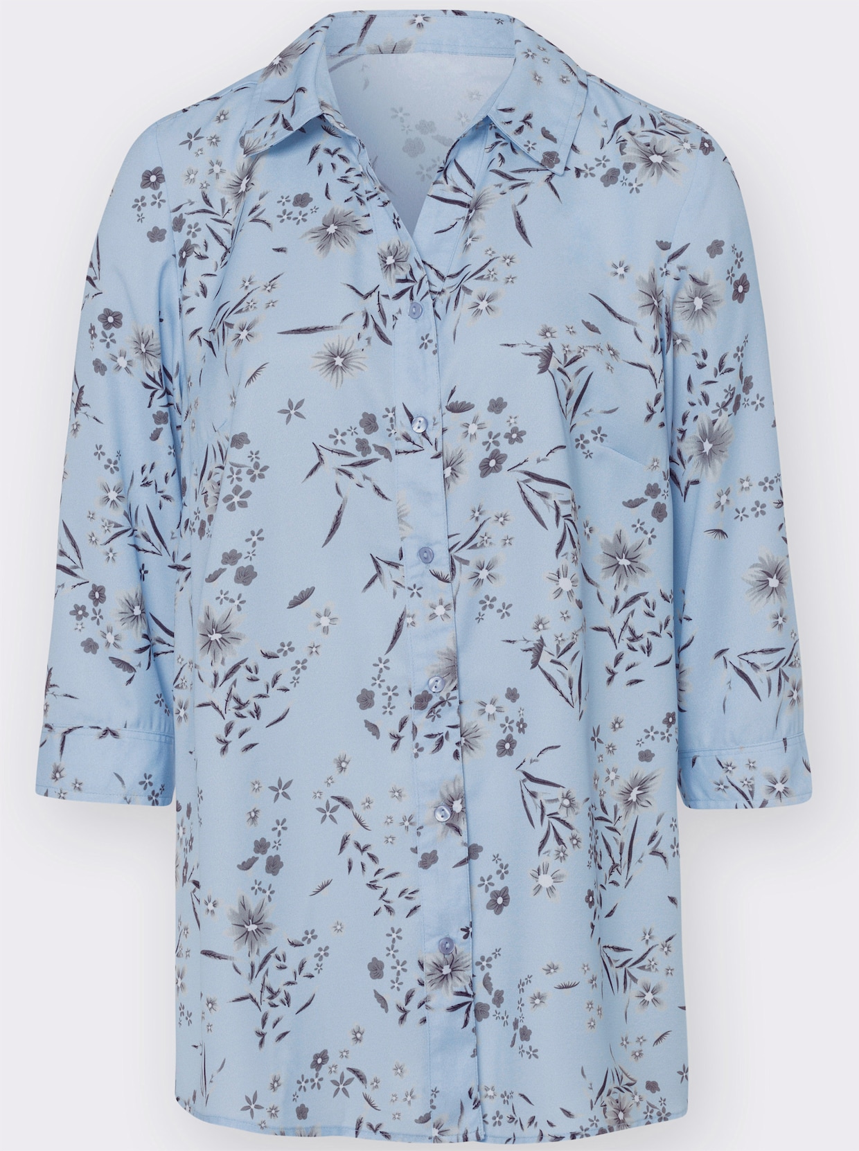 Longline blouse - lichtblauw geprint