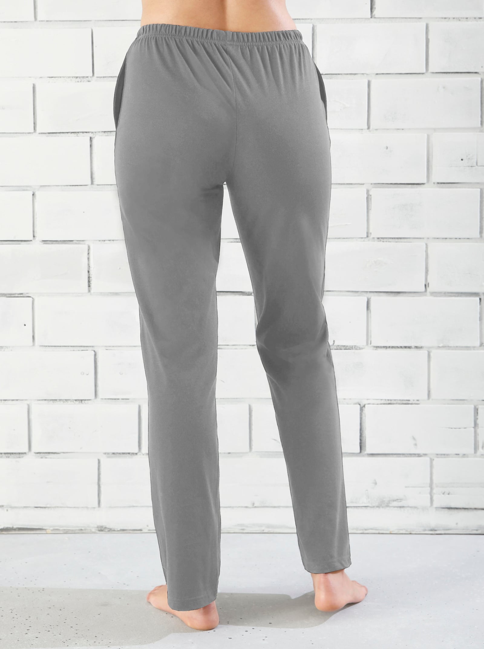 Fritidsbyxor med sömfickor - gråmelerad