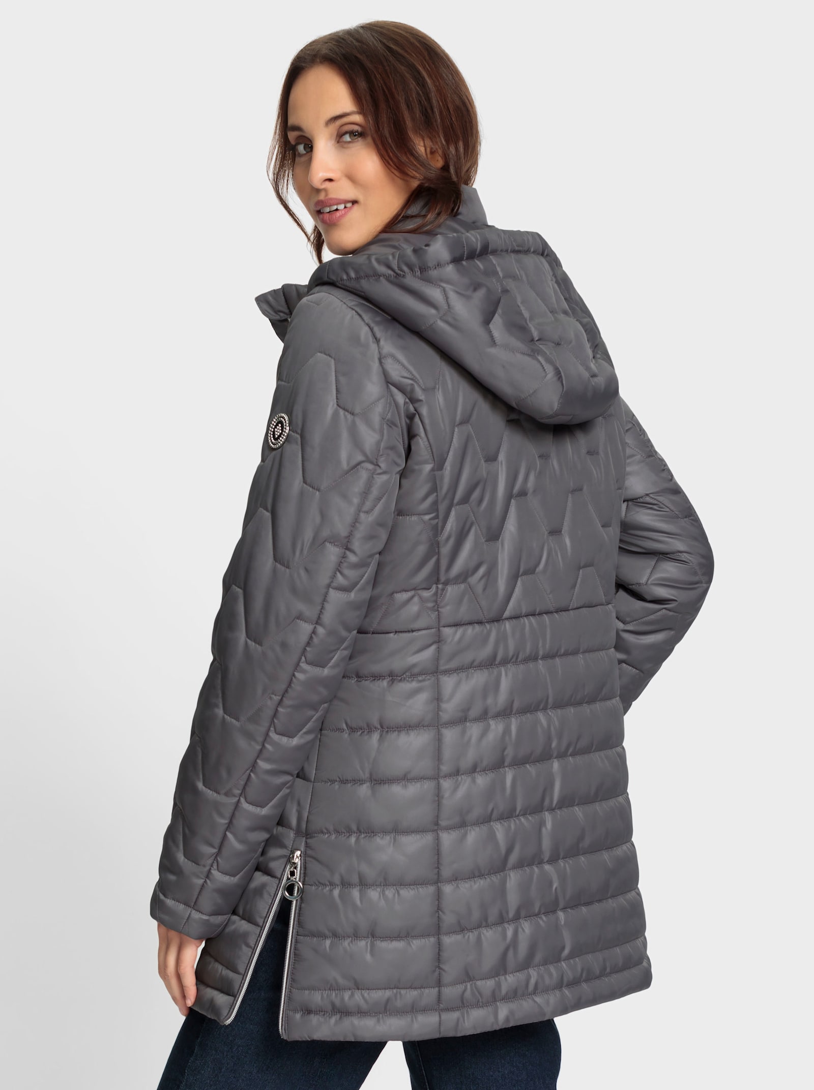 Steppjacke mit Glanz-Akzenten - grau