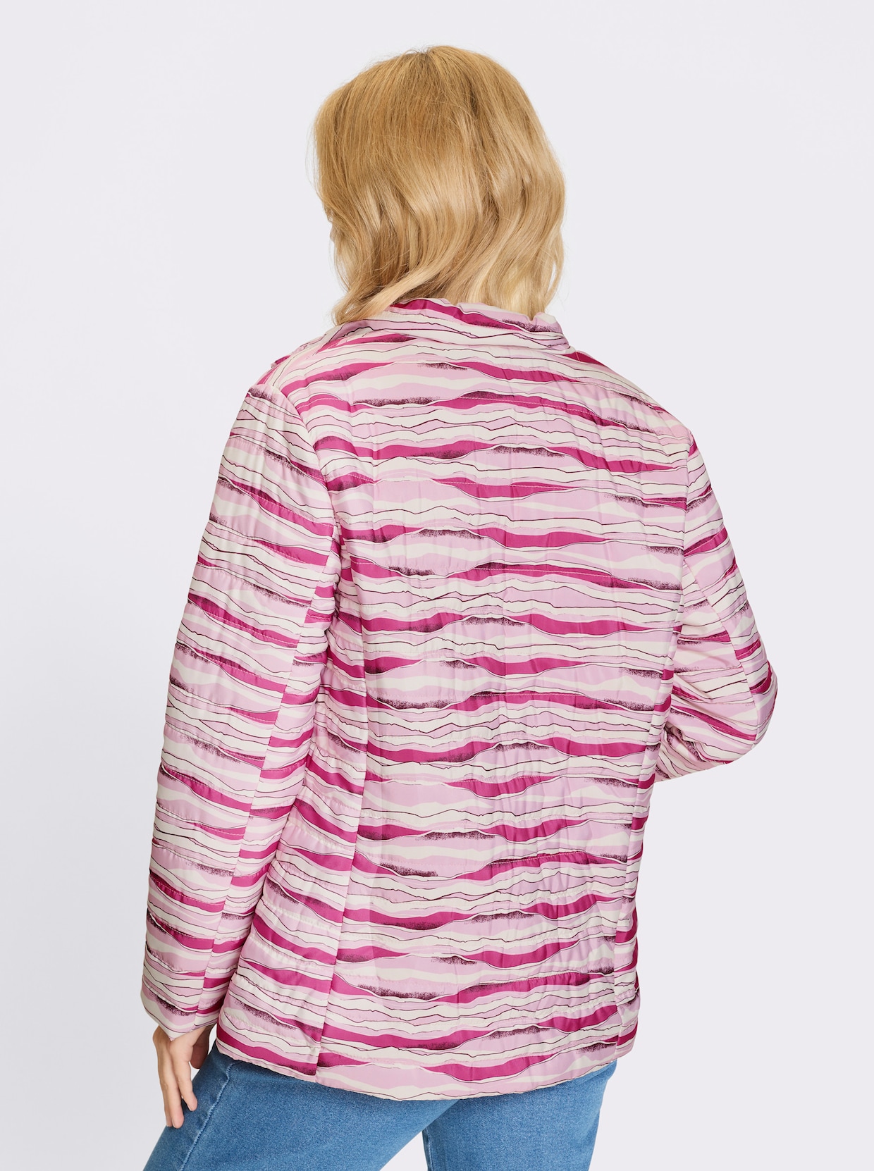 Steppjacke - fuchsia-ecru-bedruckt