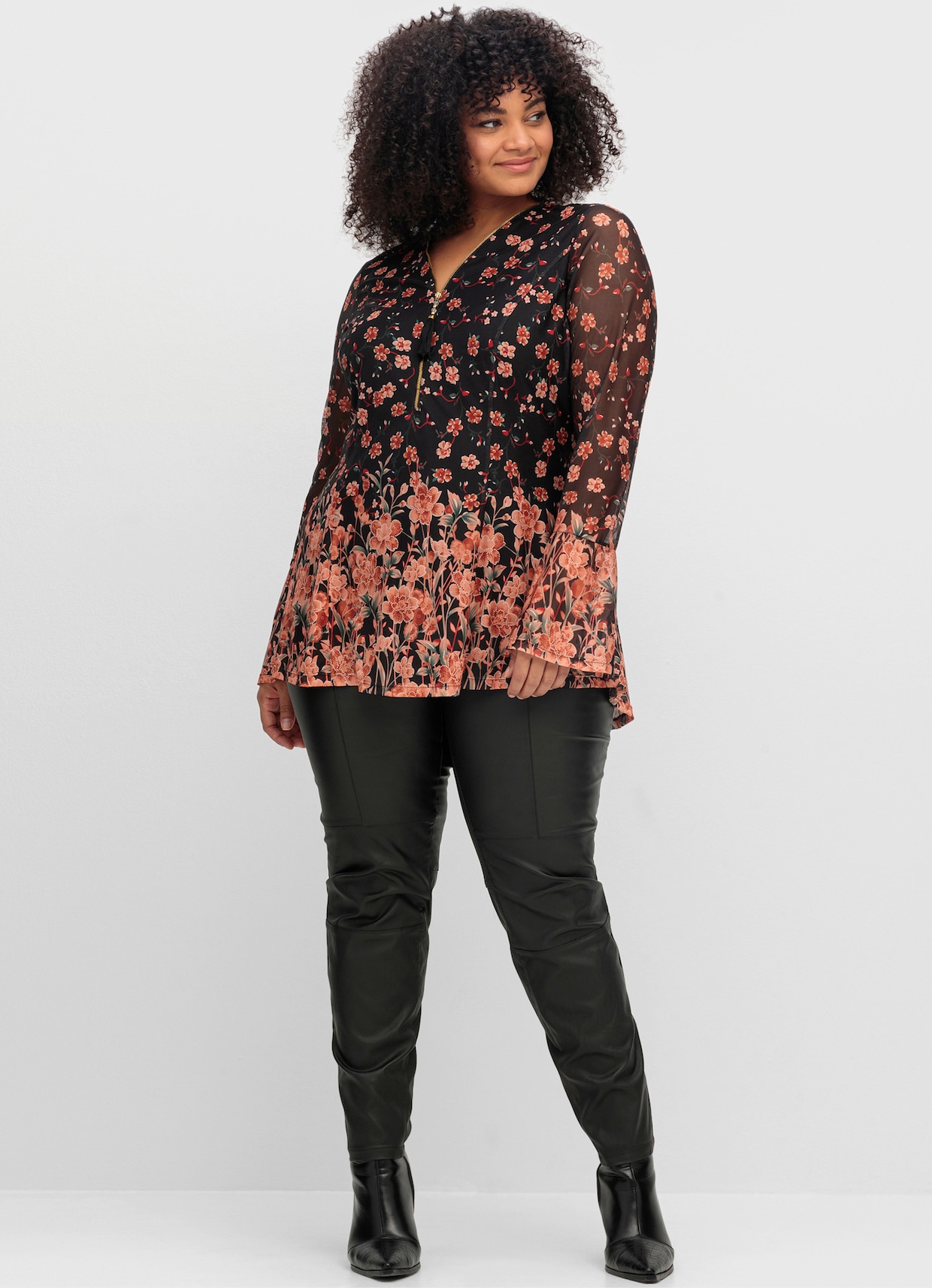 sheego by Joe Browns Tunika - schwarz-gemustert