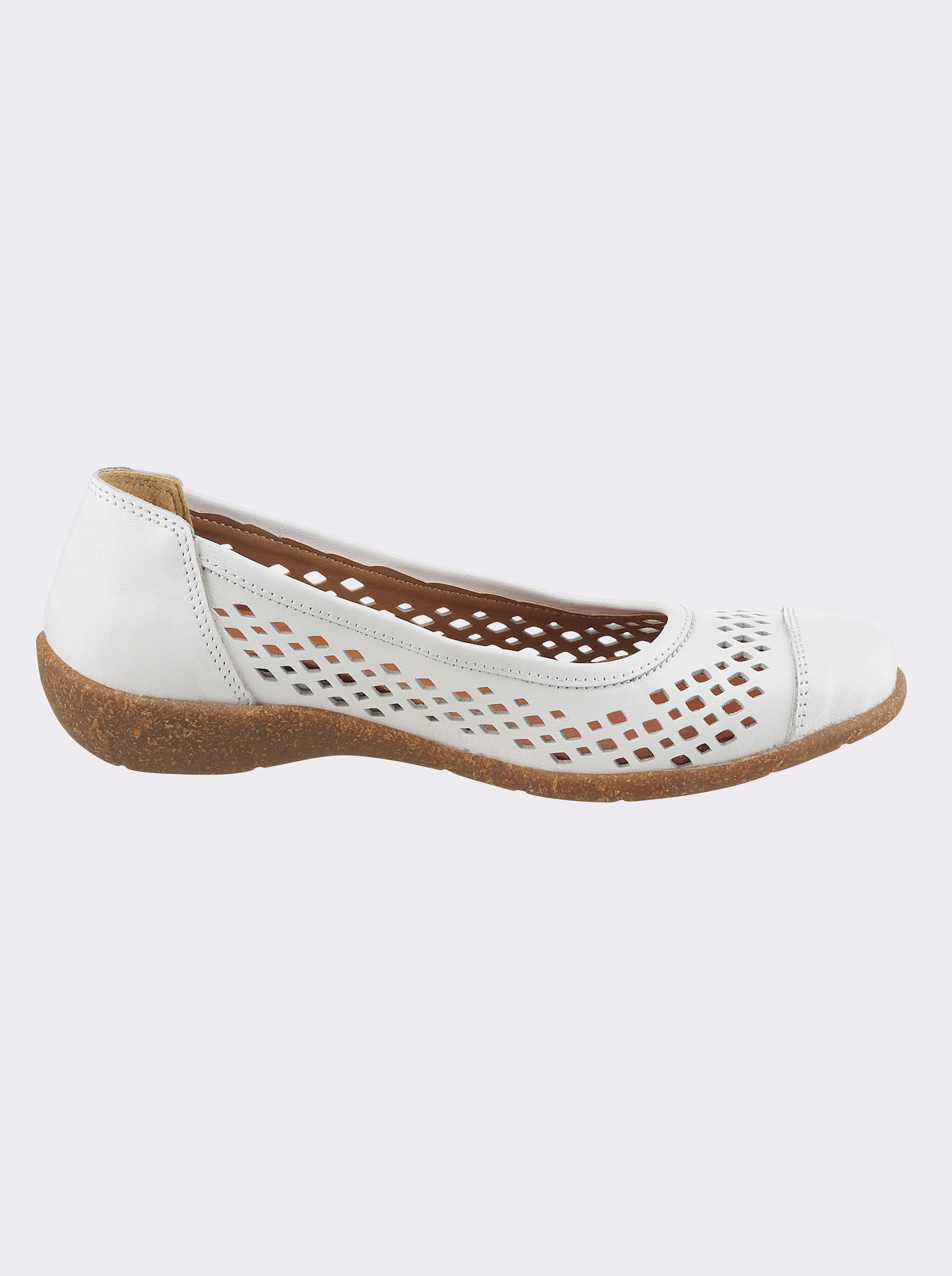 airsoft modern+ Ballerina mit perforiertem Leder - weiß