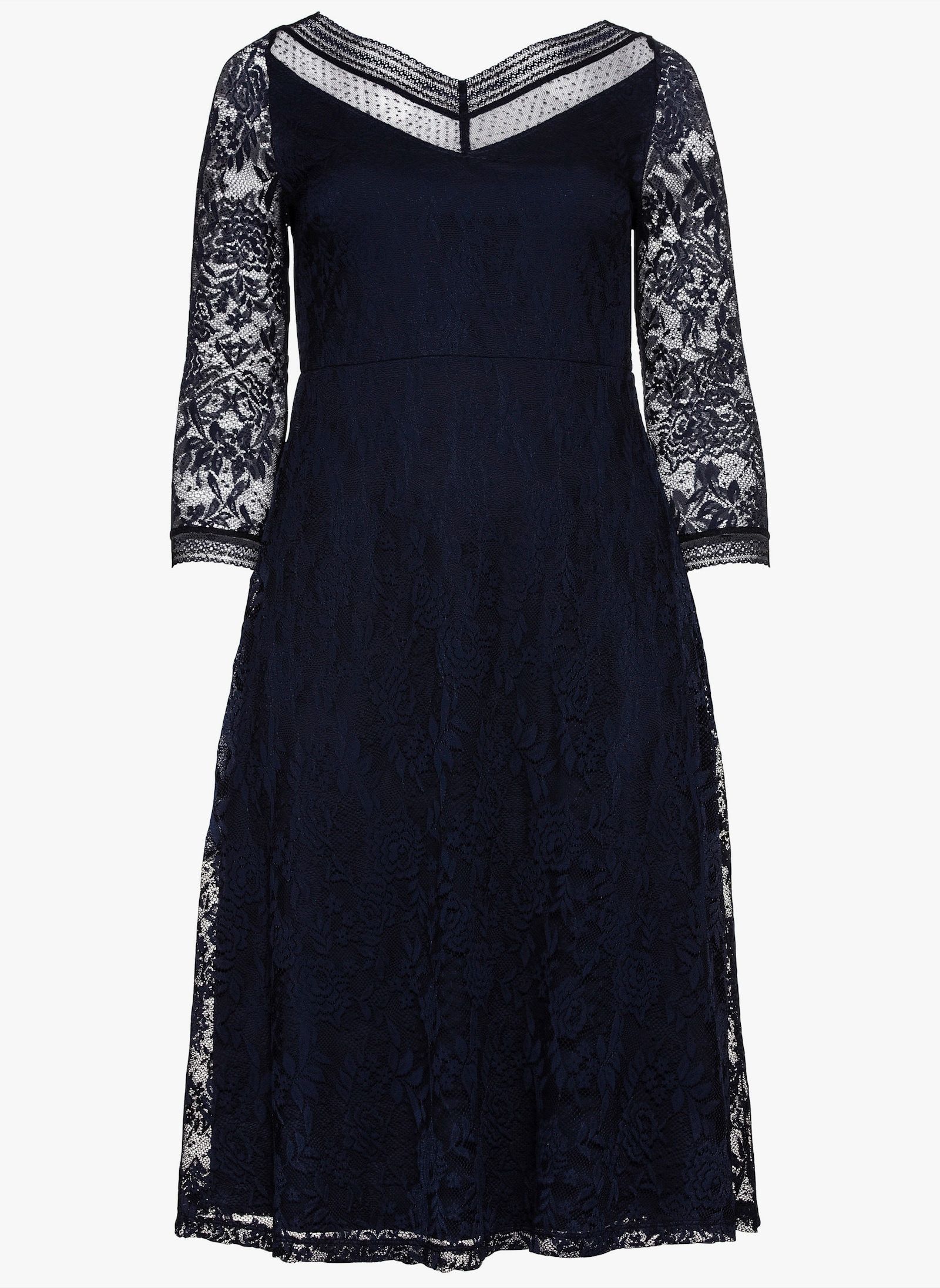 sheego Robe de soirée en dentelle florale - marine