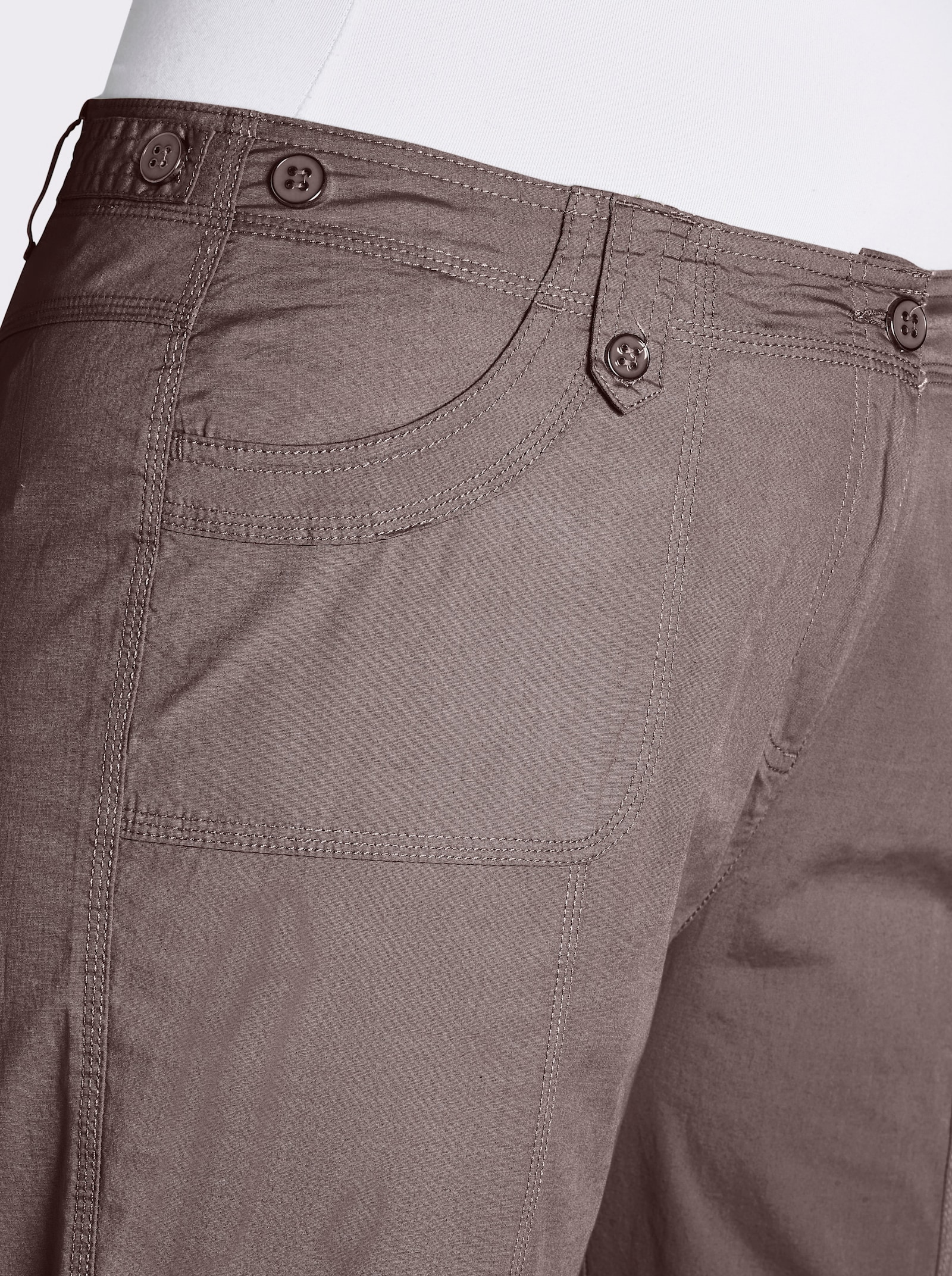 Baumwollhose mit krempelbaren Beinen - dunkeltaupe