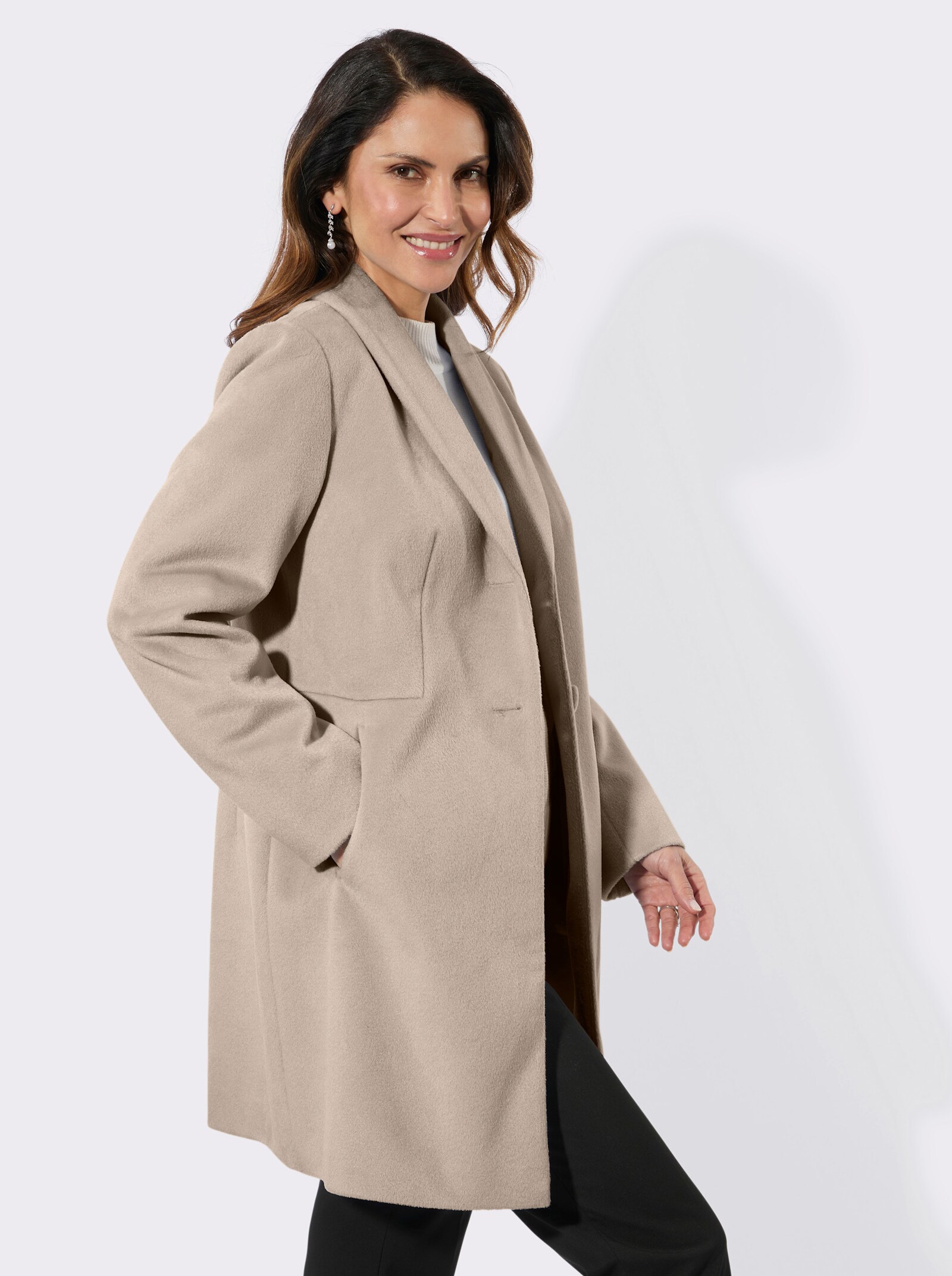 Longjacke mit Reverskragen - sesam