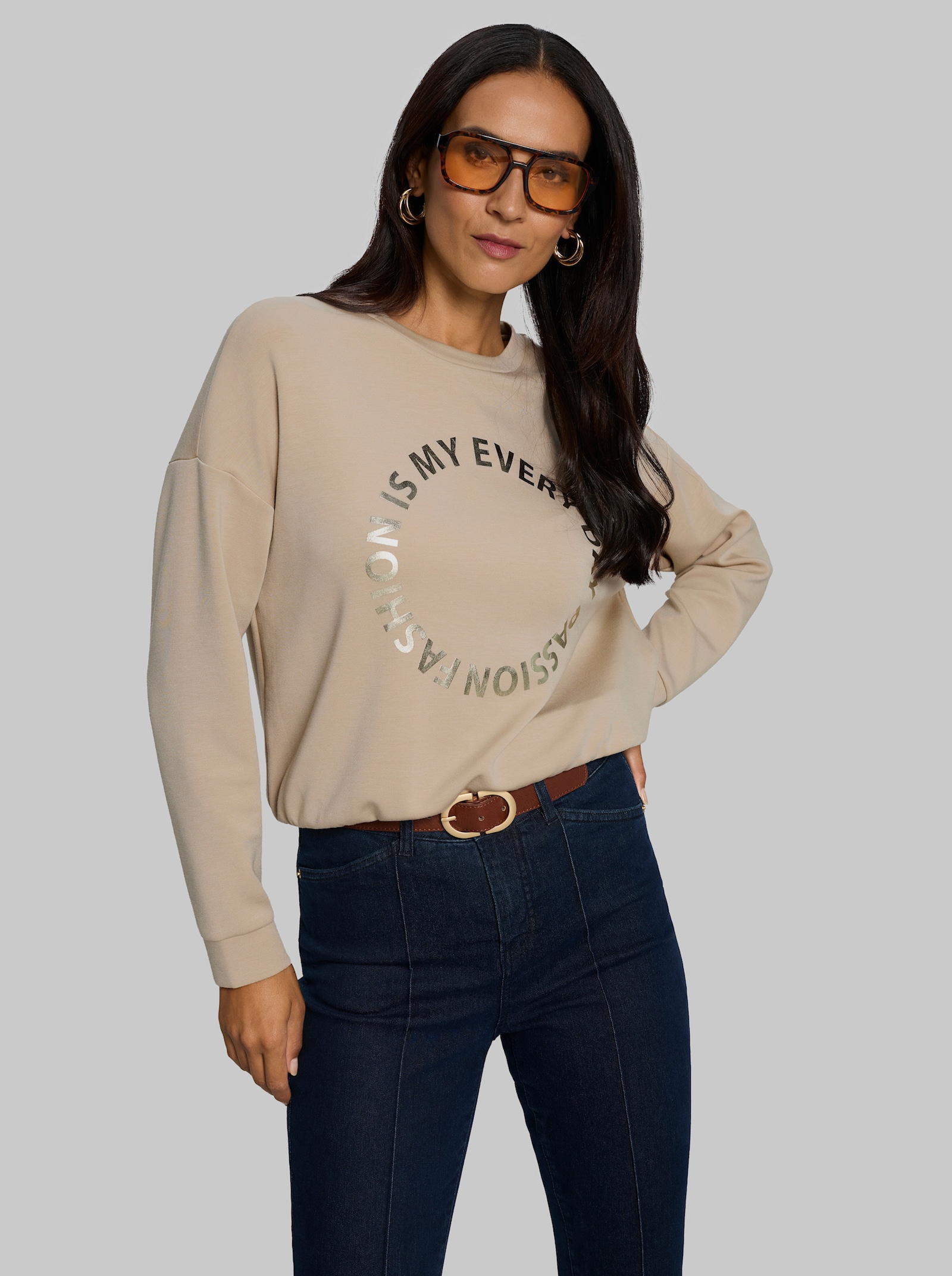 heine Sweater mit Foliendruck - beige