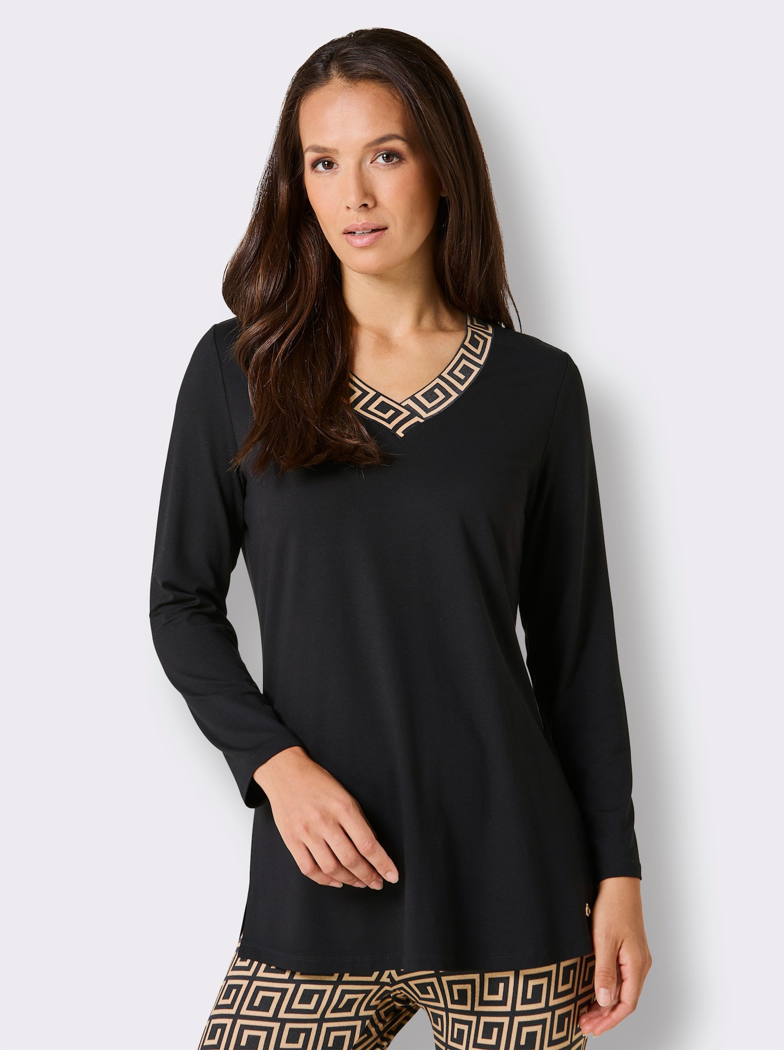 CREATION L PREMIUM Modal-Longshirt - schwarz-camel