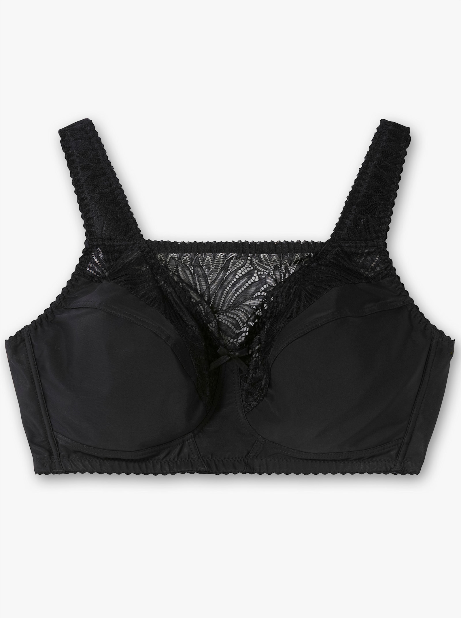 sheego BH ohne Bügel mit Spitzeneinsatz - schwarz