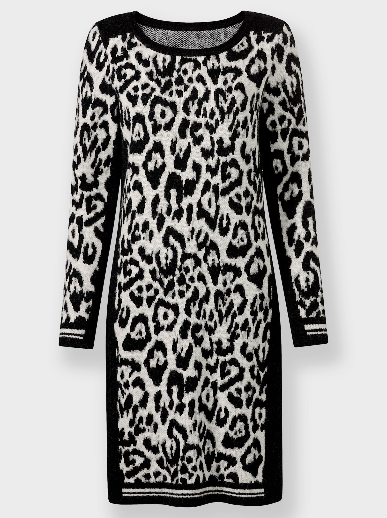 heine Robe en tricot avec motif léopard - noir-écru à motifs